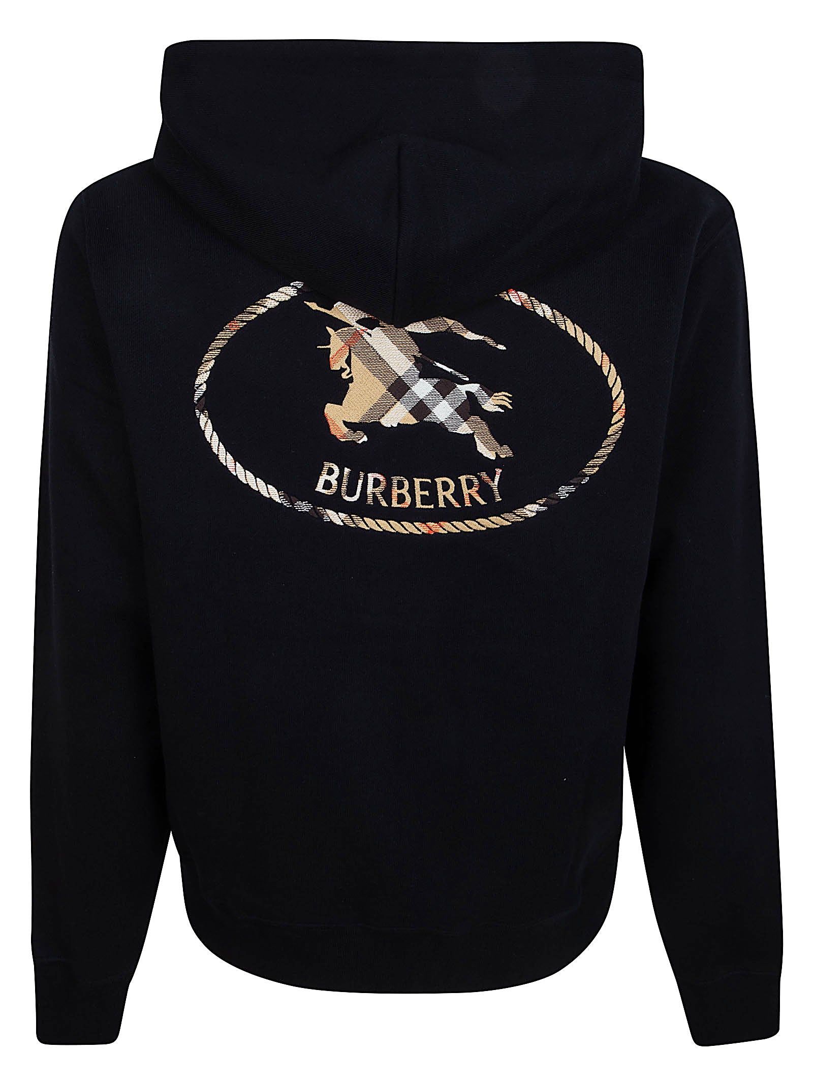 Equestrian Knight Embroidered Black Hoodie