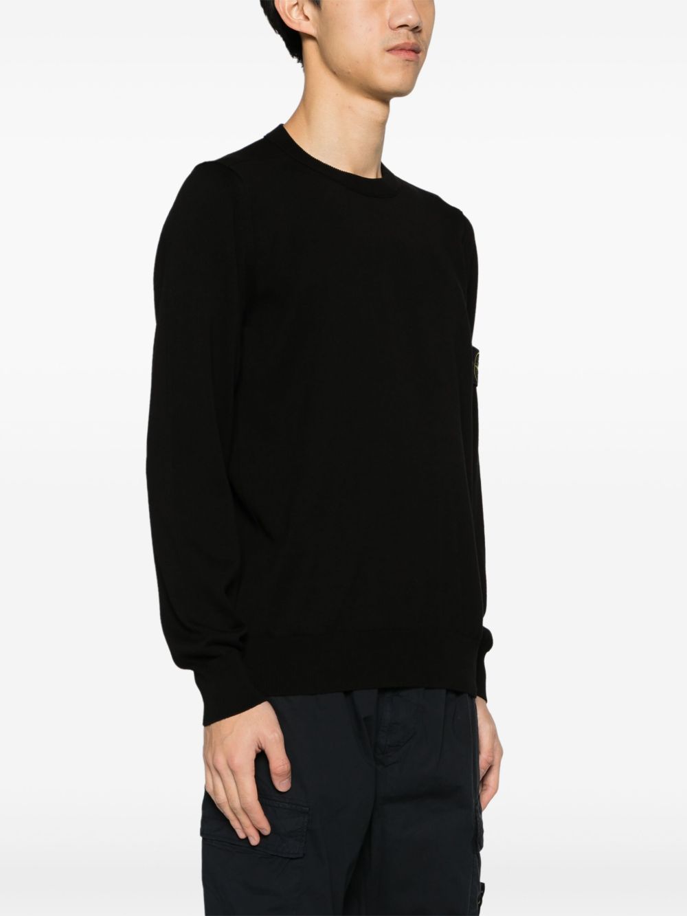 Ribbed Crewneck Sweater with Signature Badge