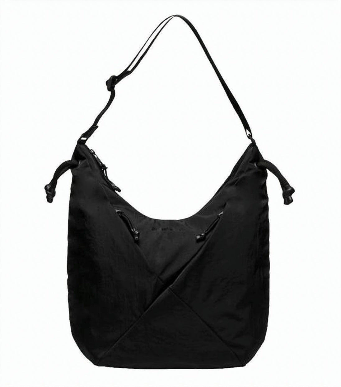 Black Shoulder Bag with Diagonal Seam Details