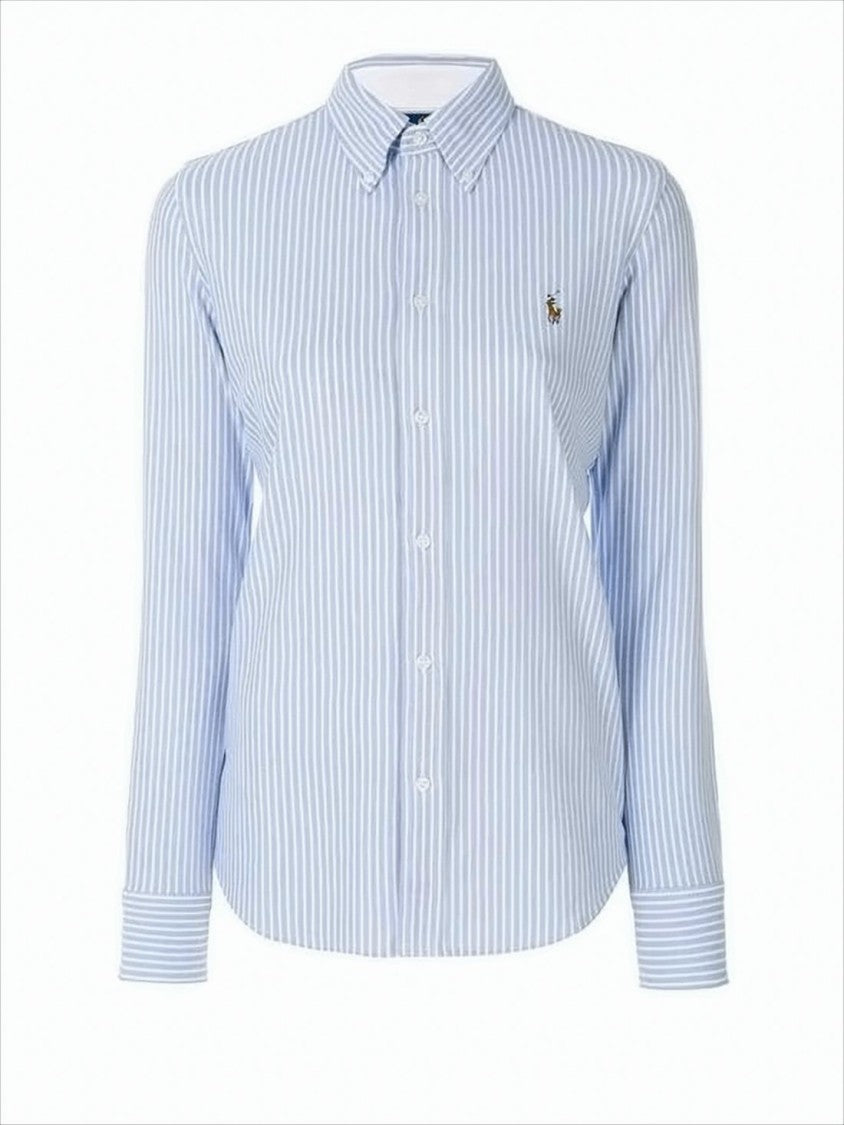 Tailored Stripe Button-Up Shirt with Pointed Collar