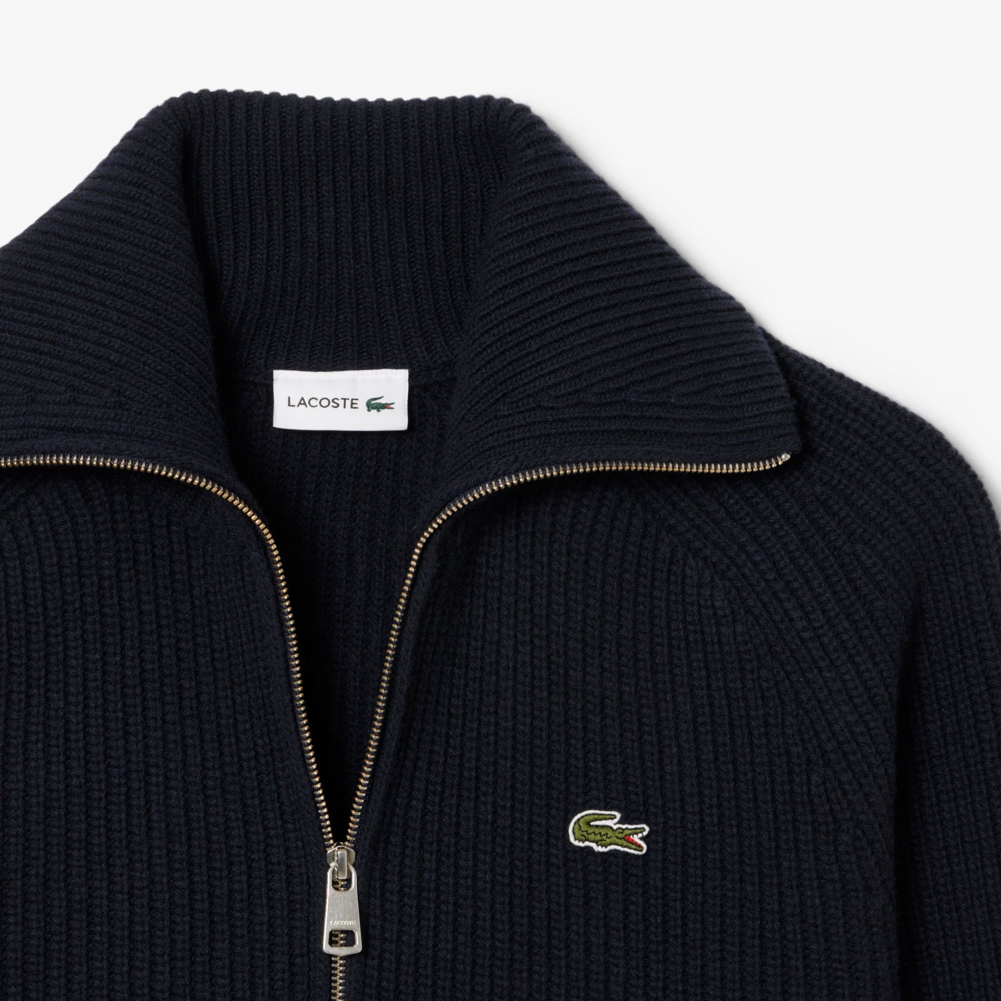 Carded Wool Zip-Up Turtleneck Sweater