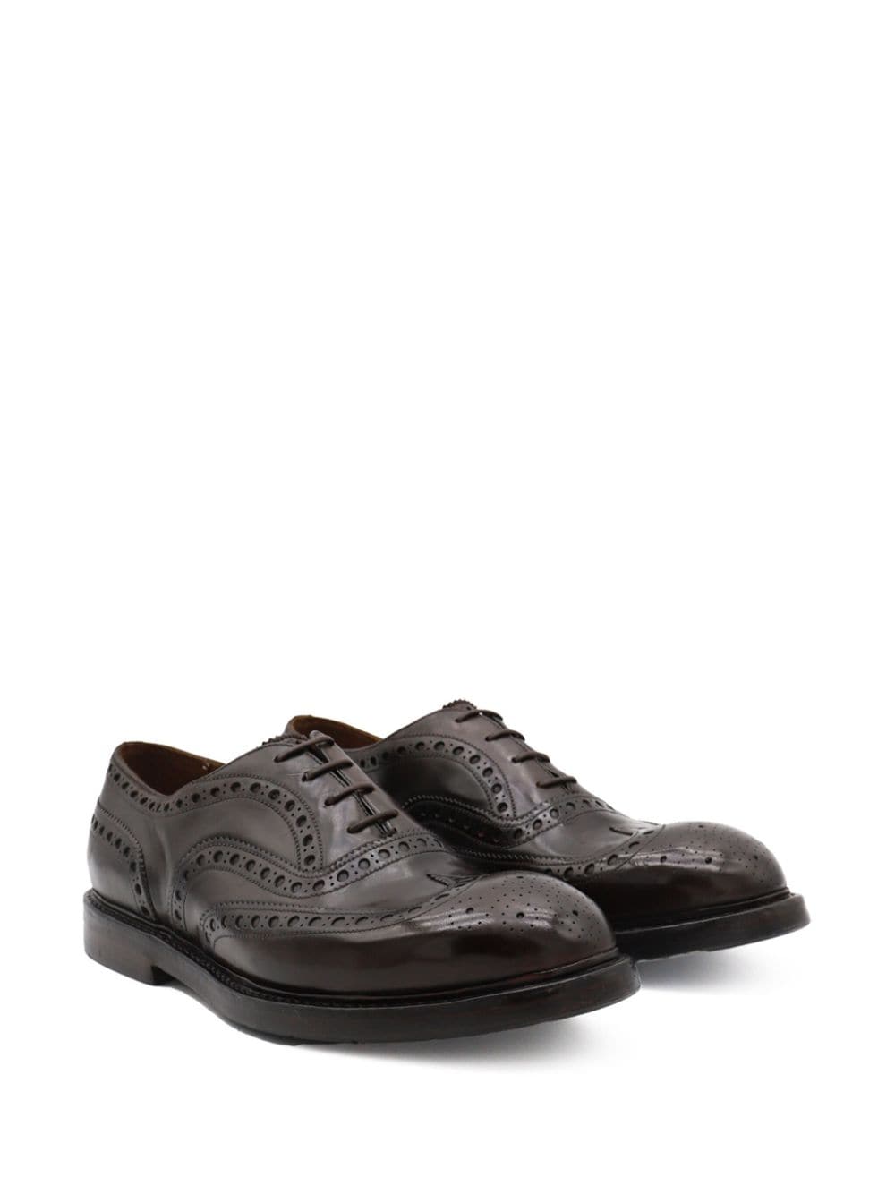 Brogue Flat Shoes in Coffee Brown Calf Leather