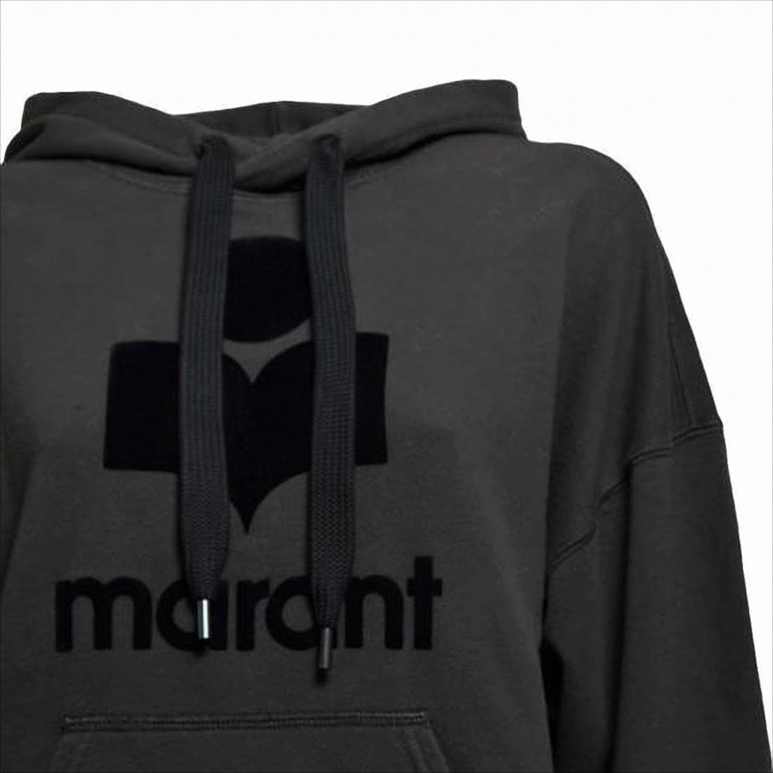 Relaxed Fit Black Hoodie with Textured Logo Design