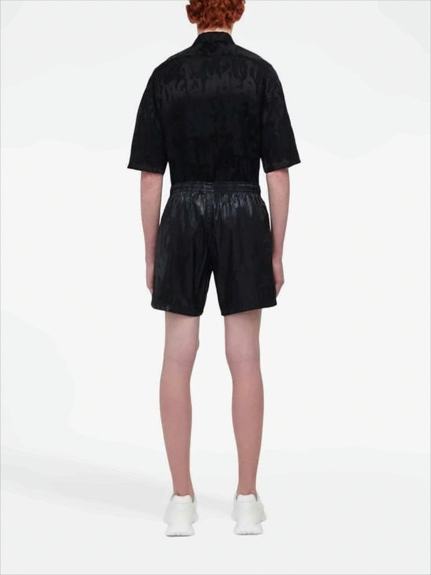 Black Shorts with Subtle Tonal Pattern