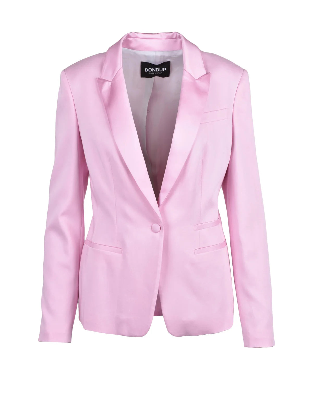 Pink Cotton Viscose Elastane Fitted Jacket