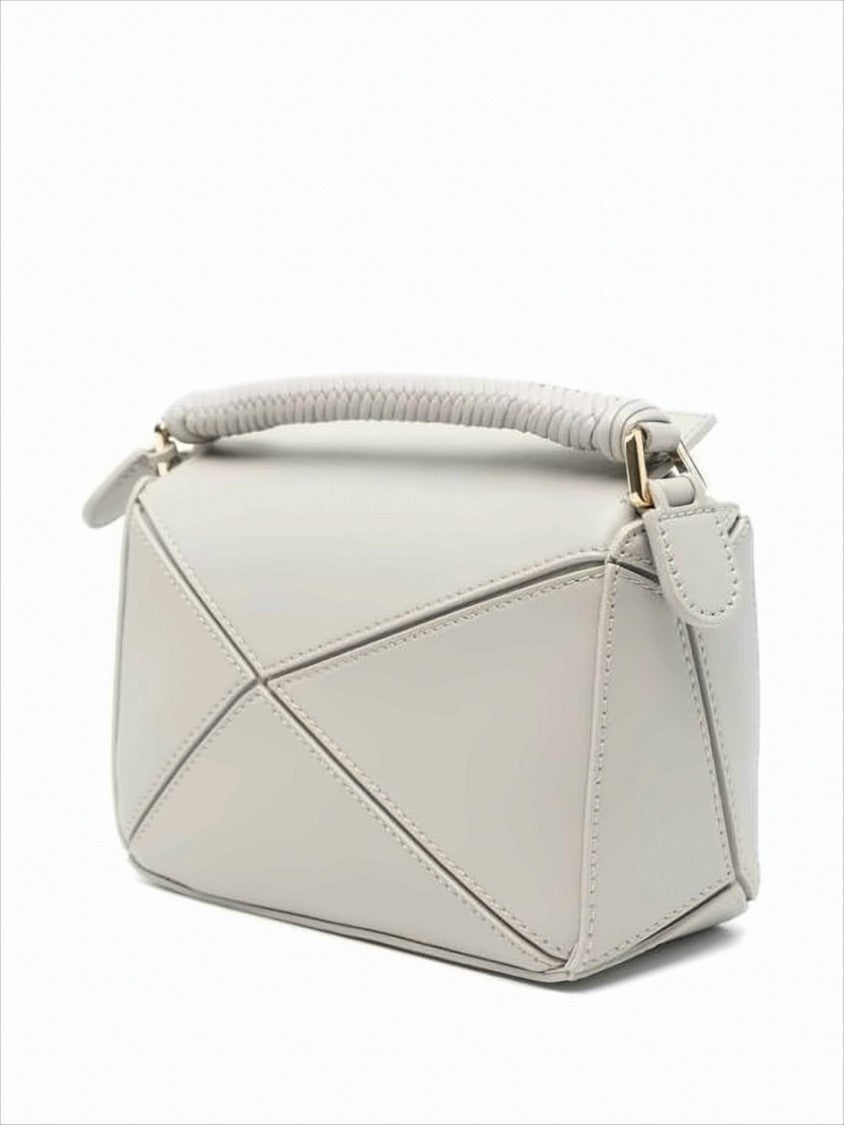 Geometric Structured Tote Bag with Braided Handle