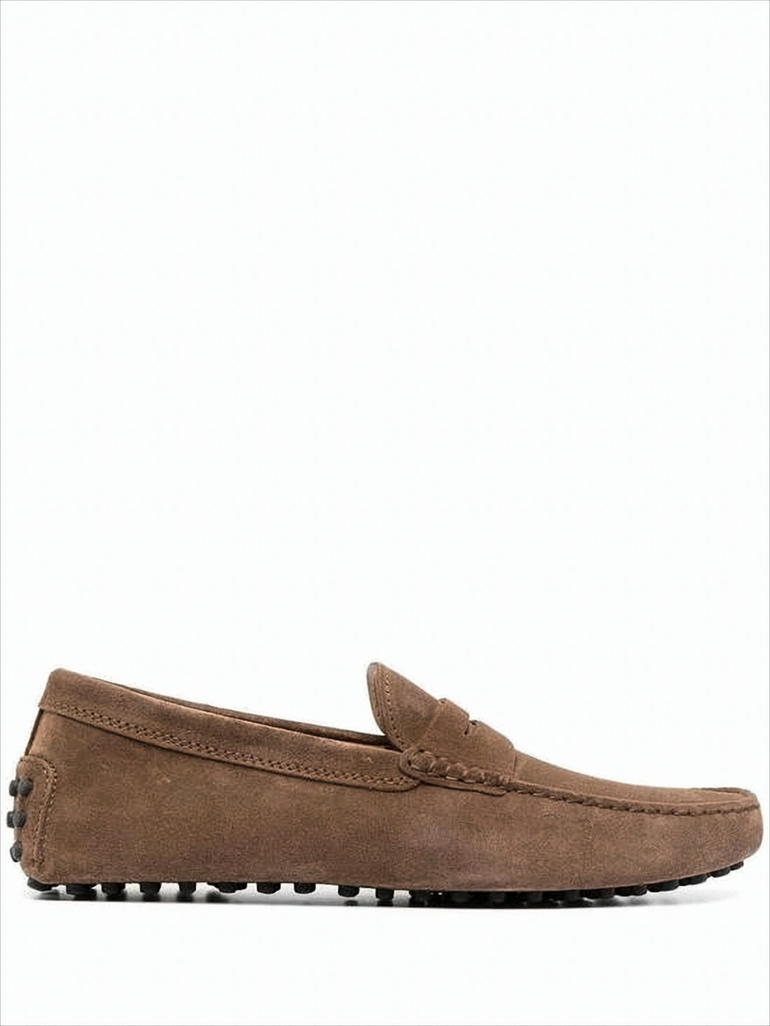 Suede Penny Loafers With Rubber Pebble Sole