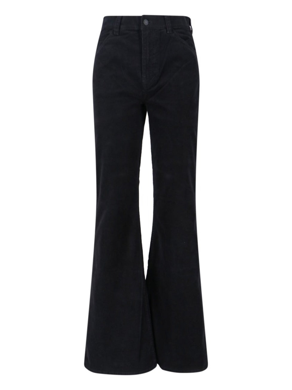 High Waist Flared Trousers With Textured Fabric