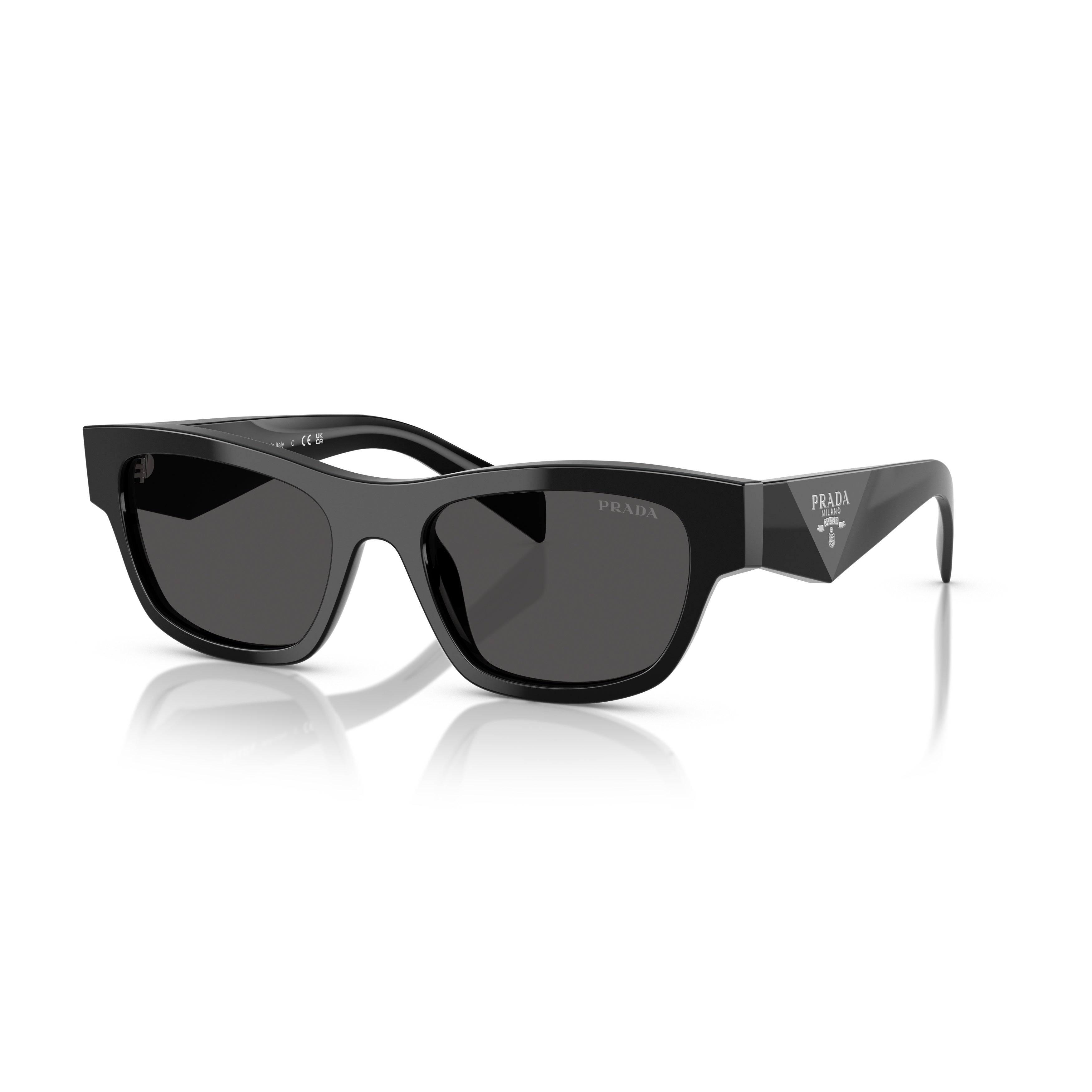 0pr B09s Bold Rectangular Frame Black Acetate Sunglasses