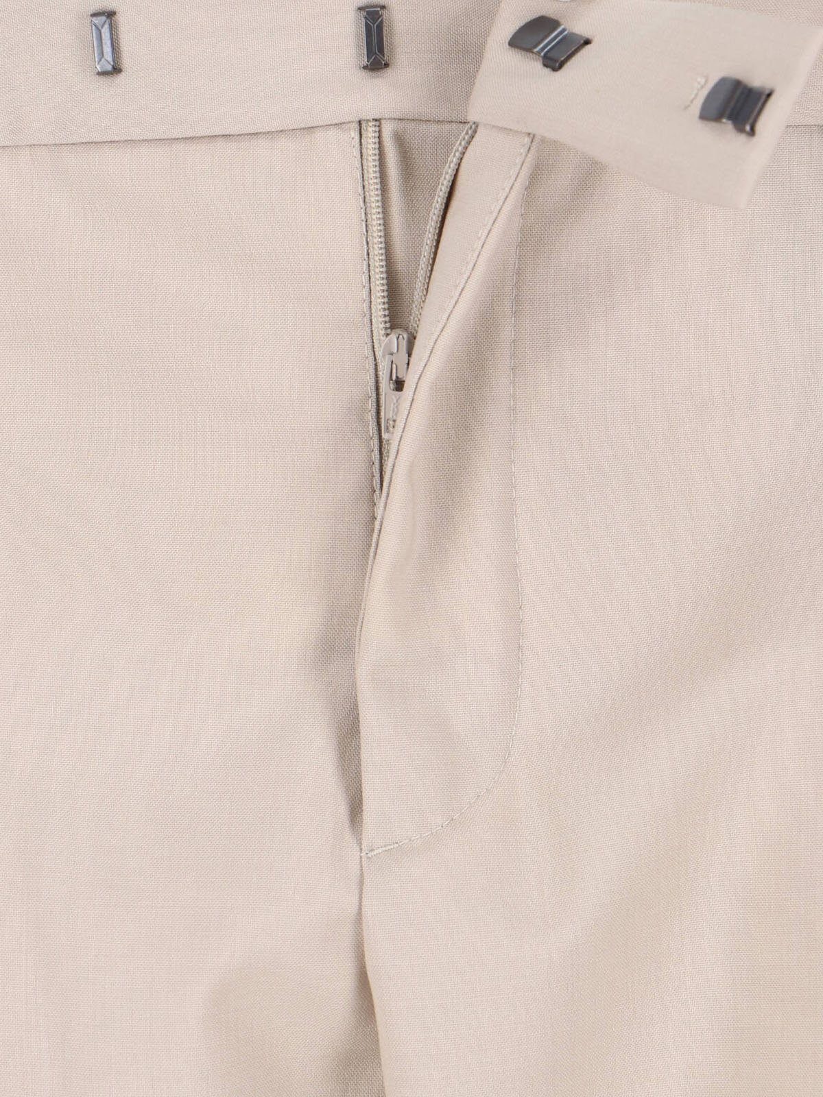 Beige Tailored Straight-Leg Virgin Wool Trousers