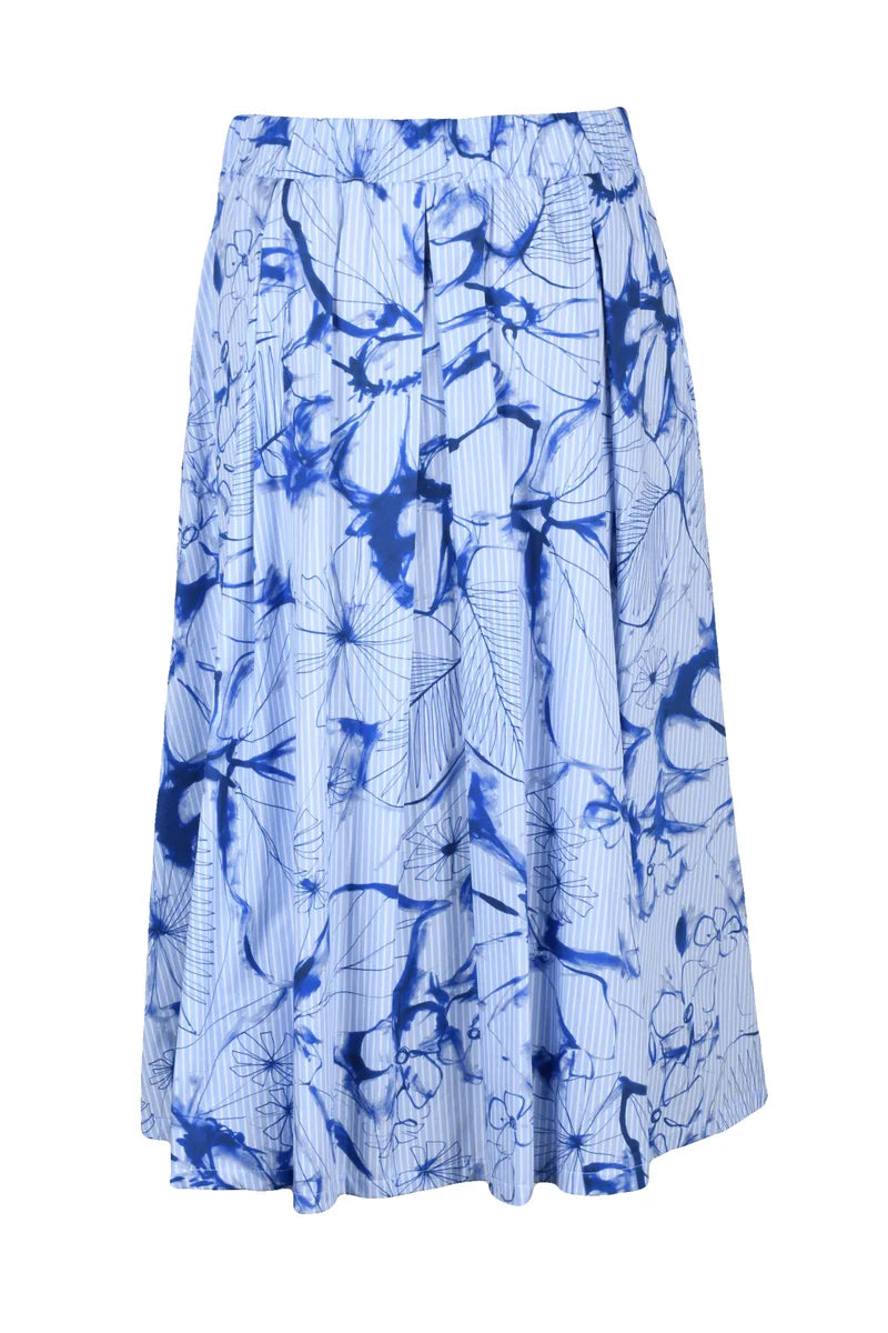 Cotton Skirt - Sky Blue/White