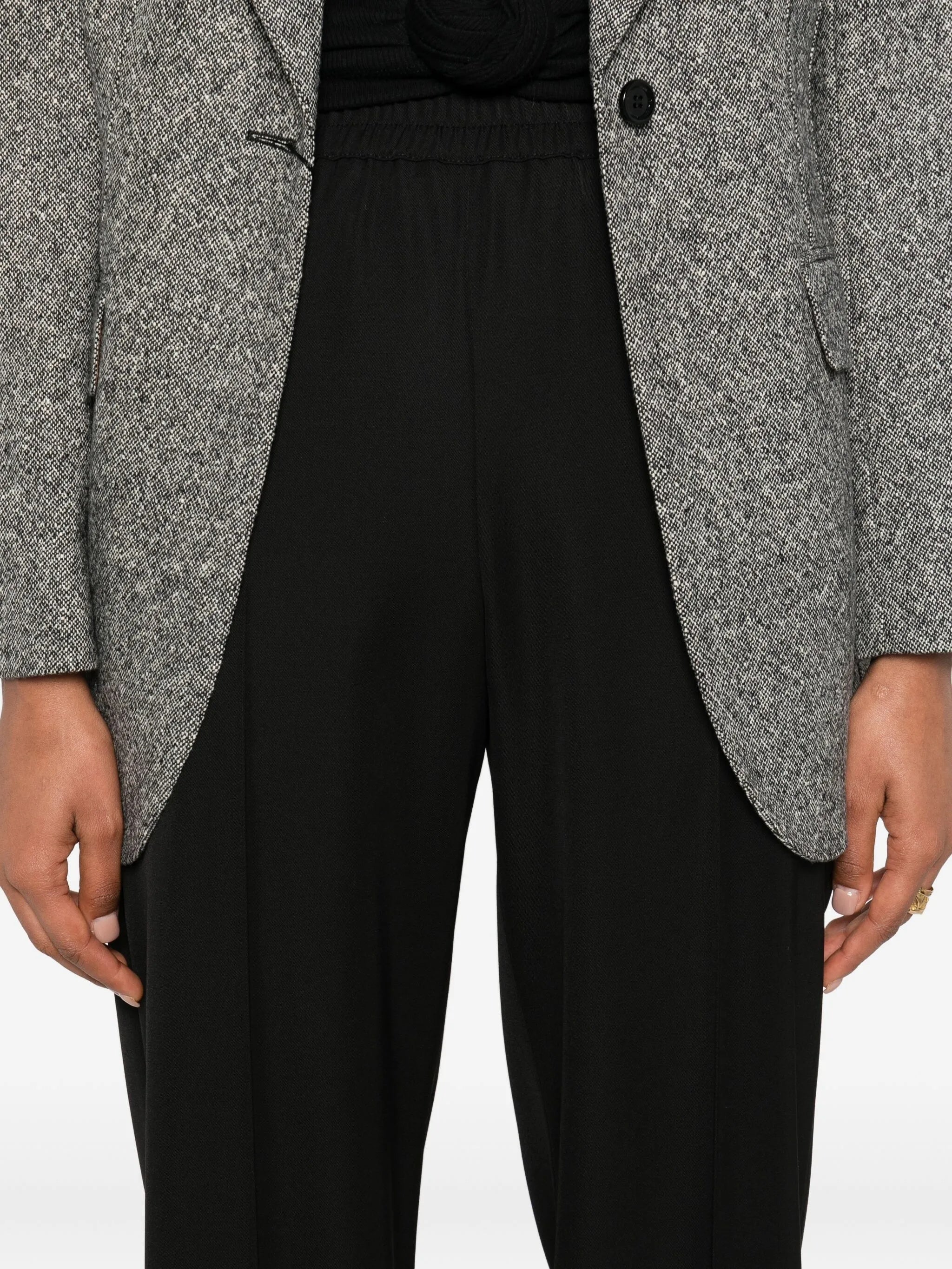 Wide-Leg High Elastic Waist Wool Pants