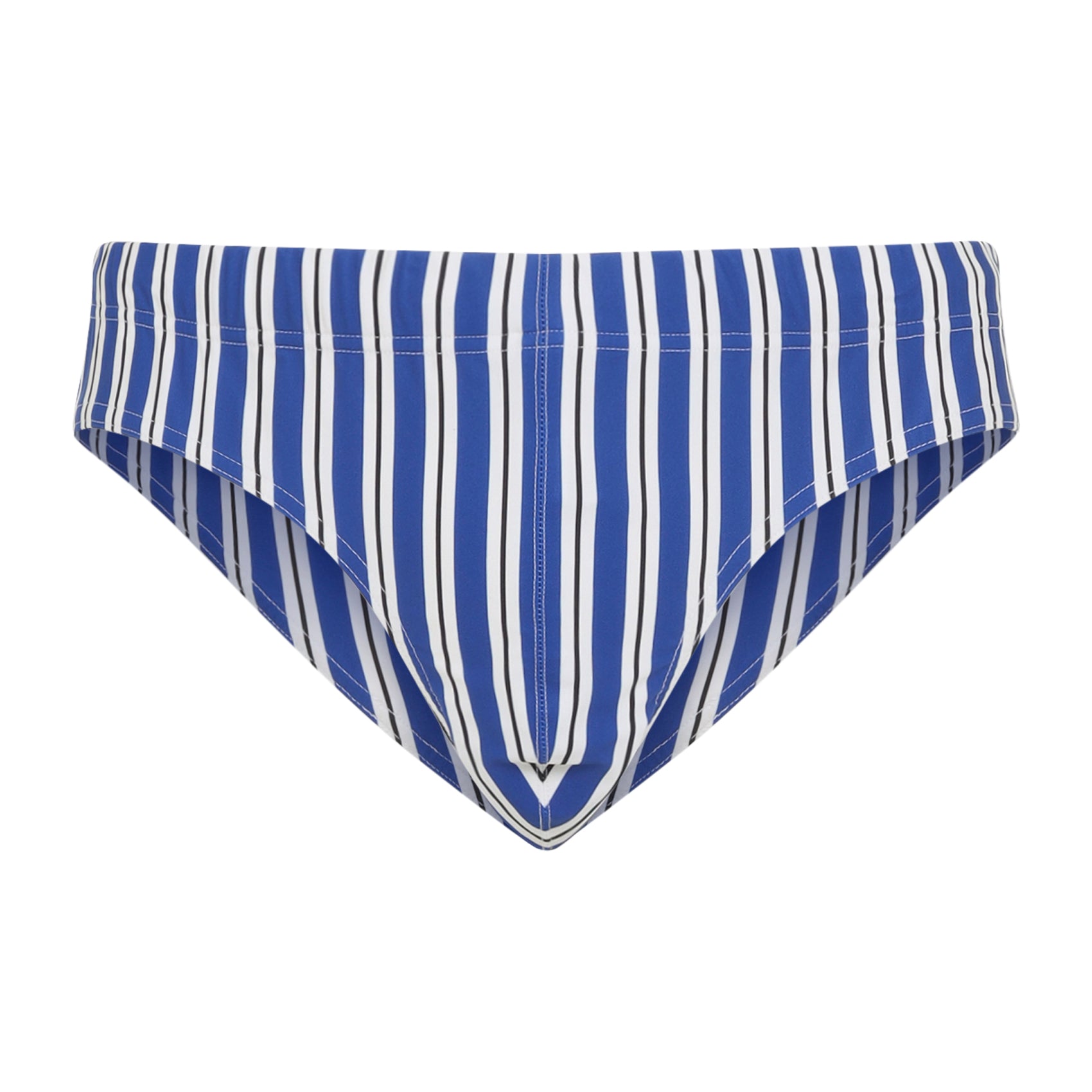 Vertical Striped Blue Swim Briefs