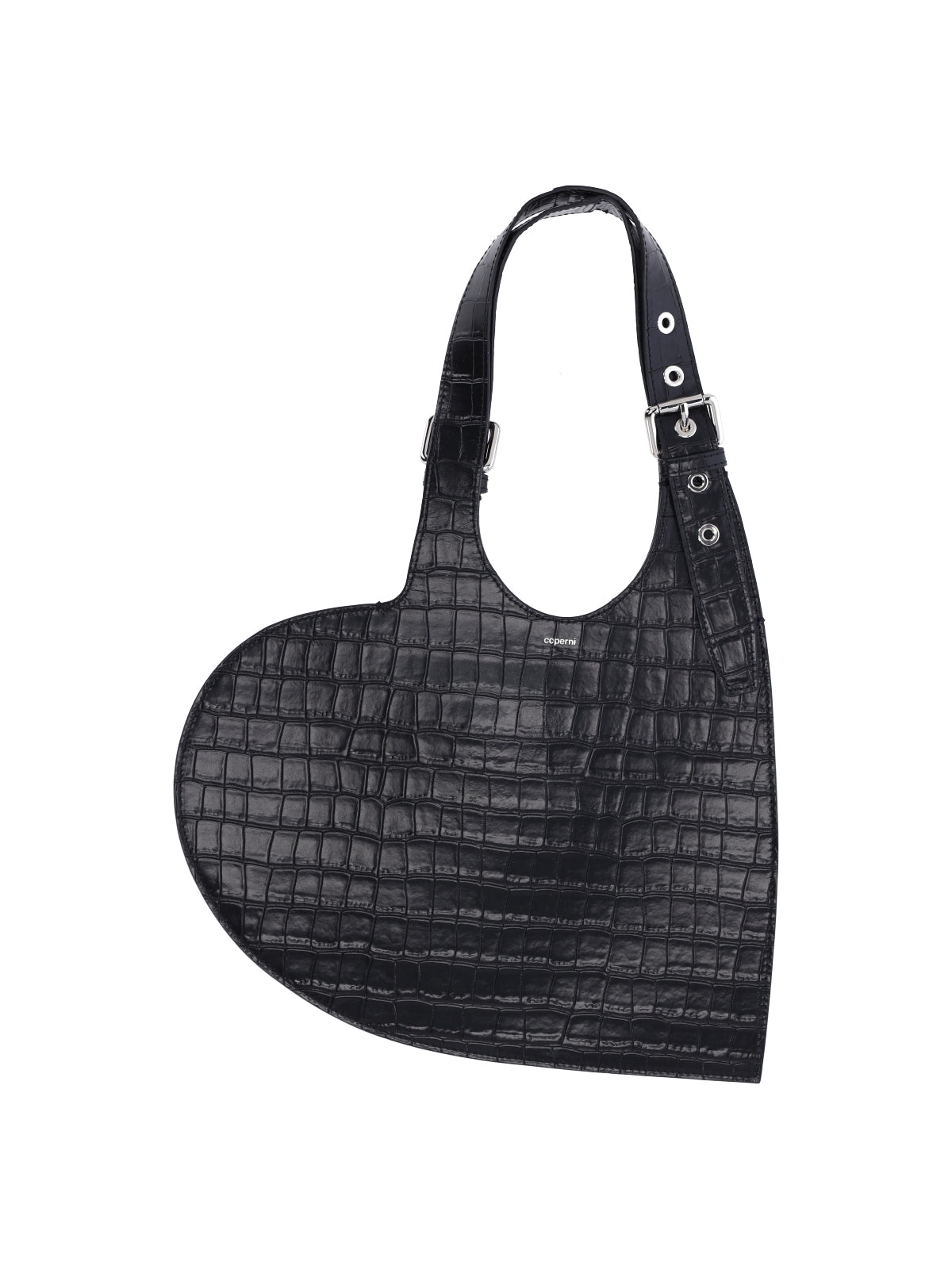 “Heart” Croc-Effect Bag – Black