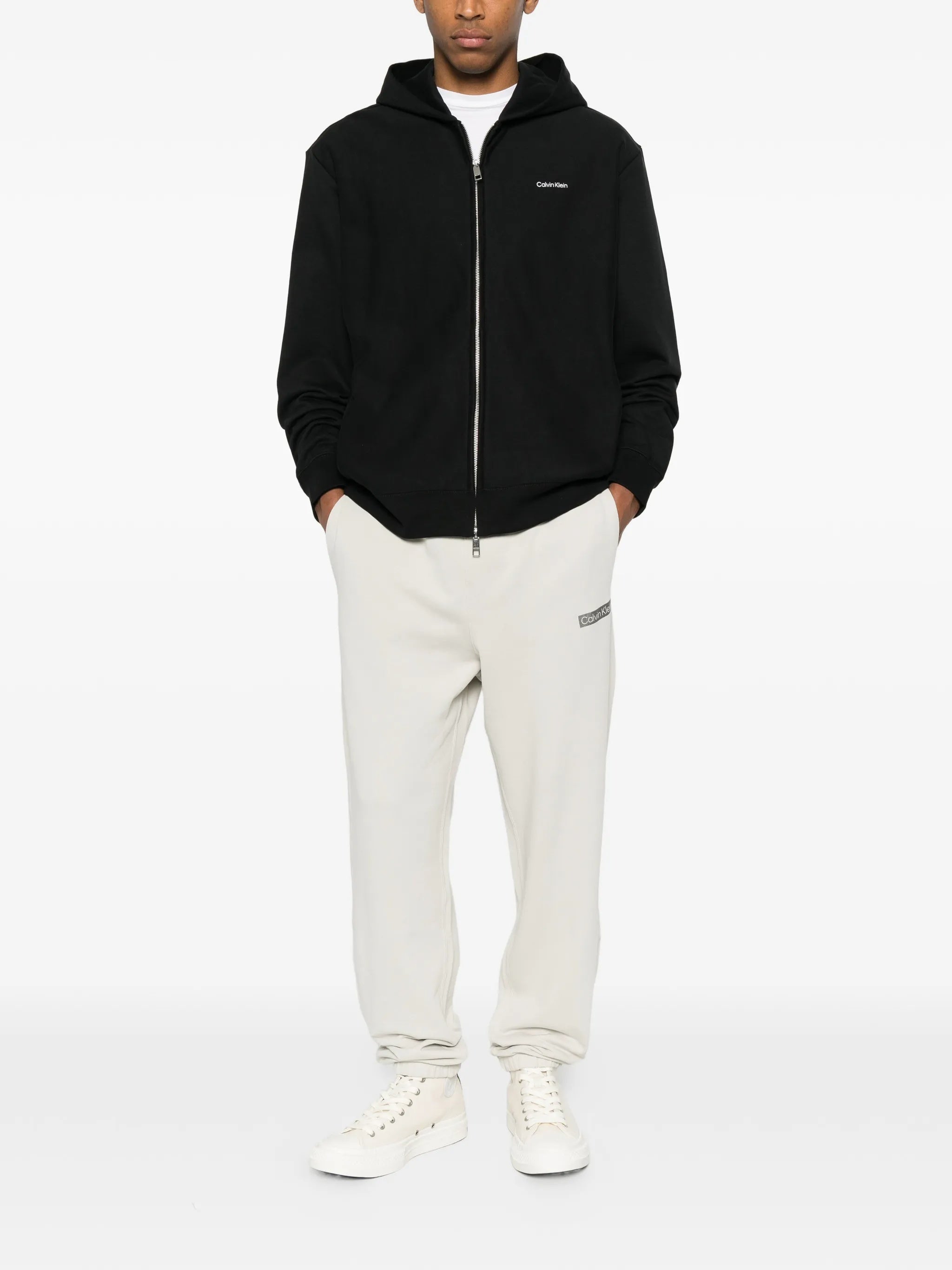 Minimalist Black Hoodie with Full Front Zipper and Subtle Logo