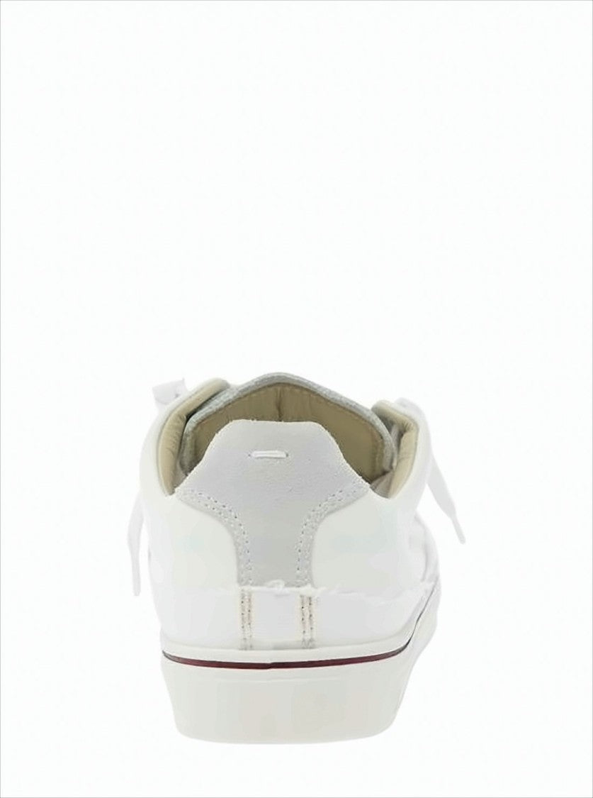 Low-Top Sneakers With Calfskin Leather And Canvas Combination