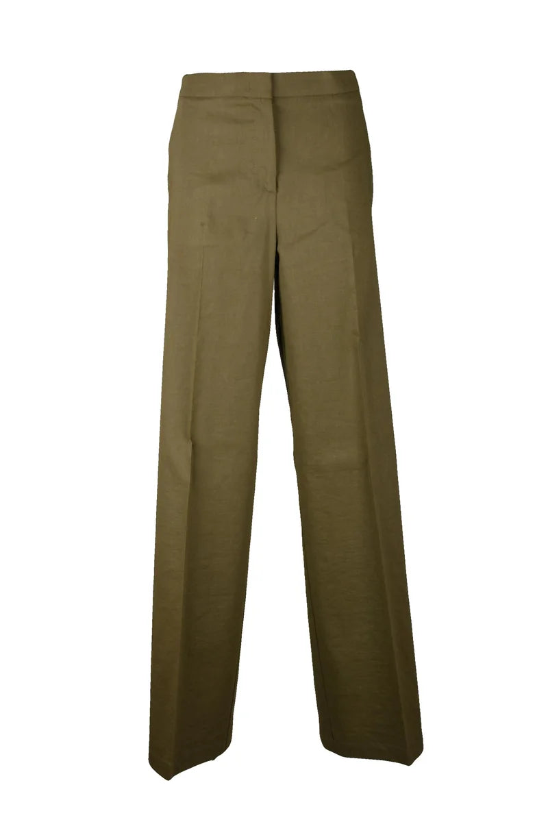 Linen Stretch Trousers - Military Green