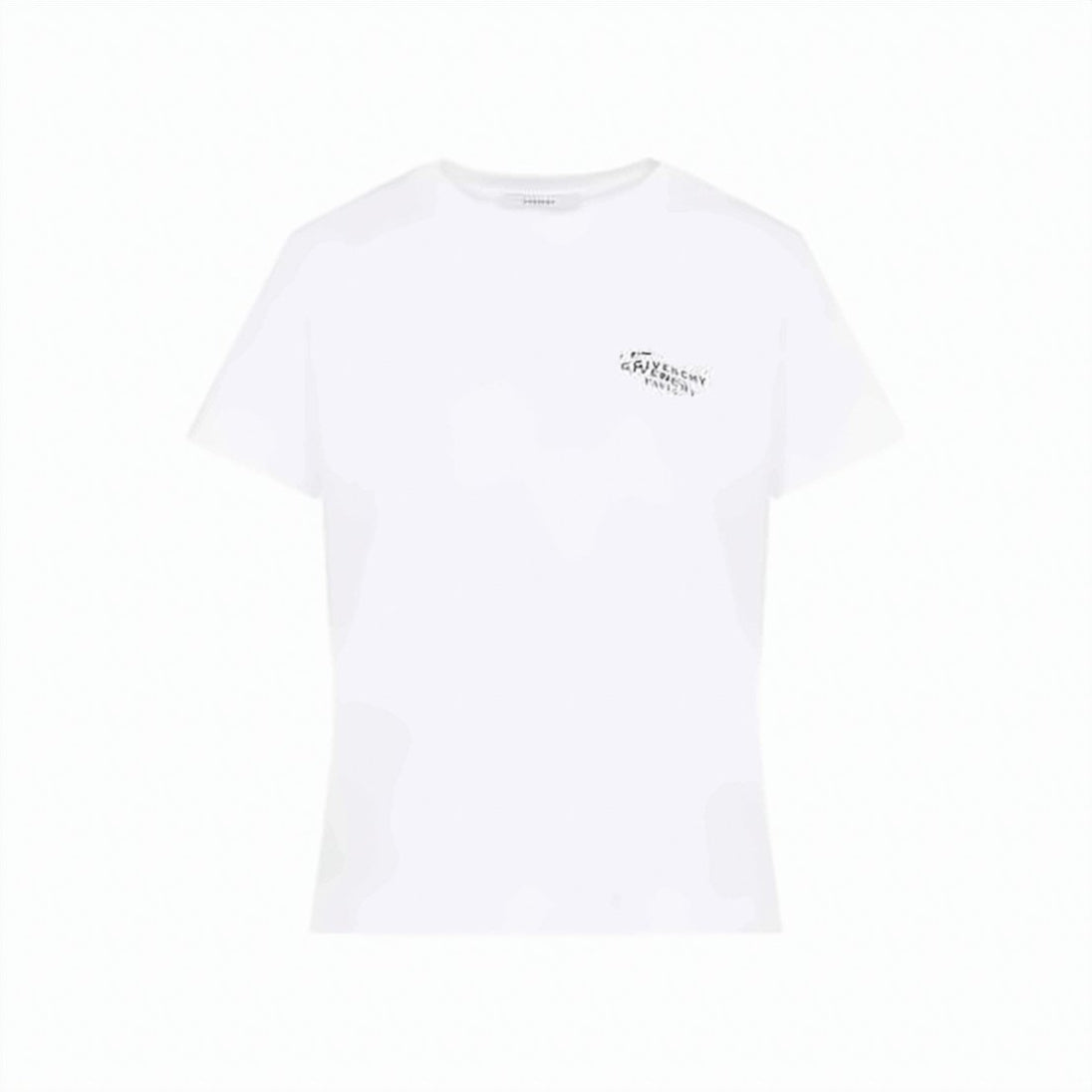 Short-Sleeved Crew Neck T-Shirt with Distressed Logo Prints