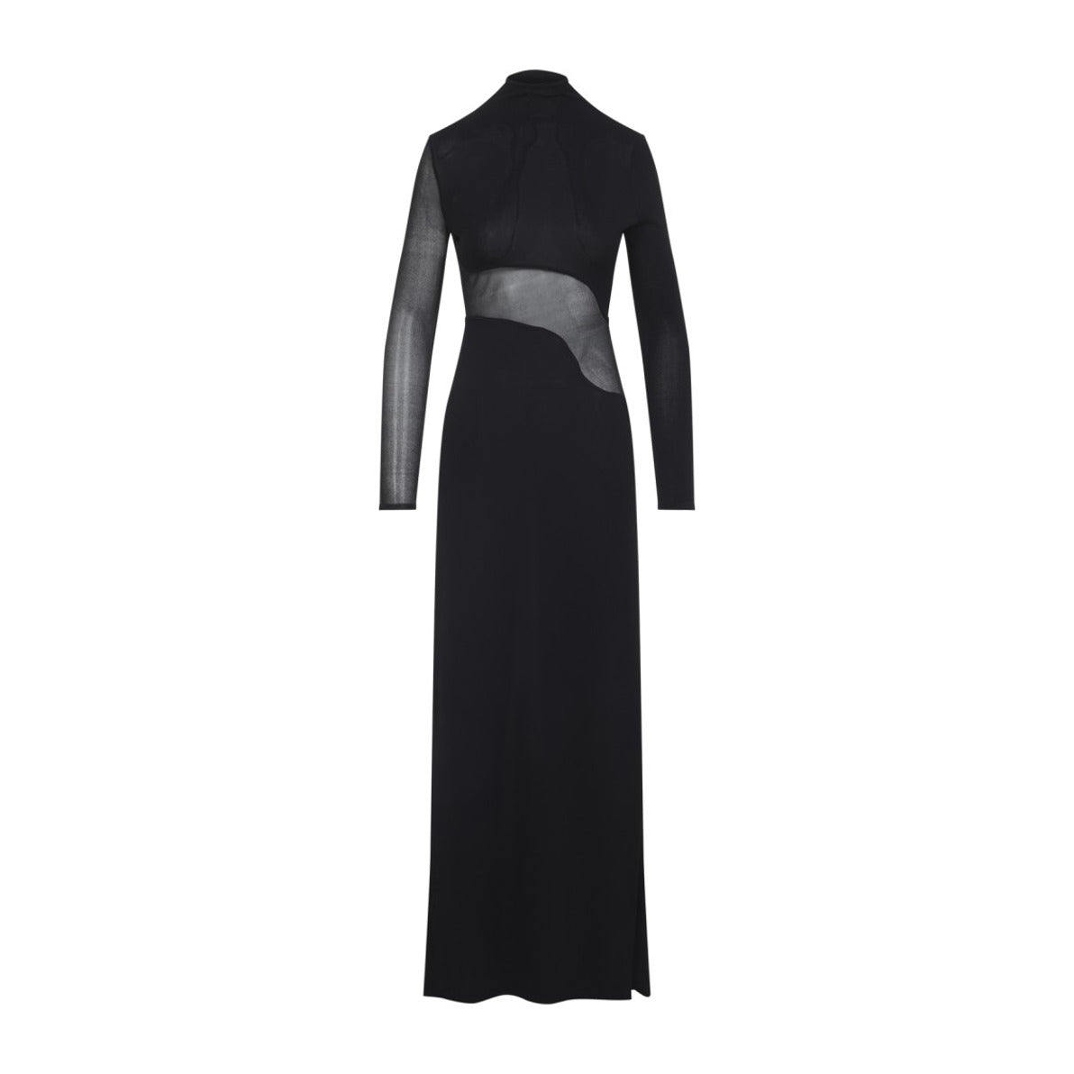 Maxi Dress With Sheer Panels And Asymmetrical Design