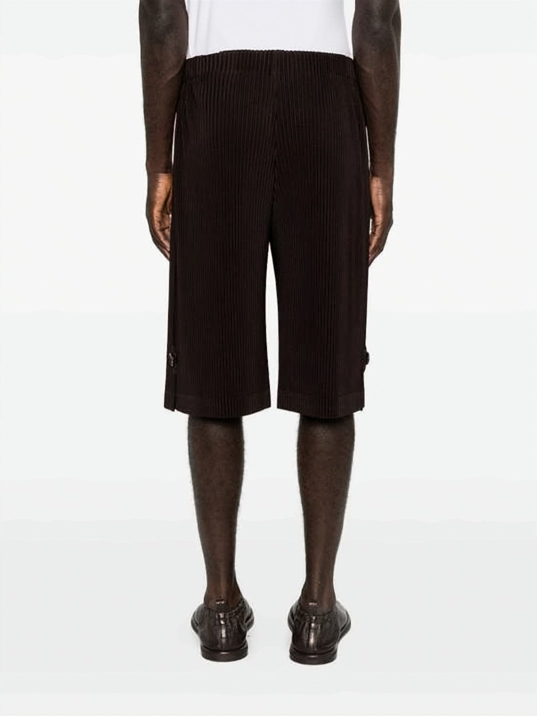 Pleated Relaxed-Fit Polyester Shorts