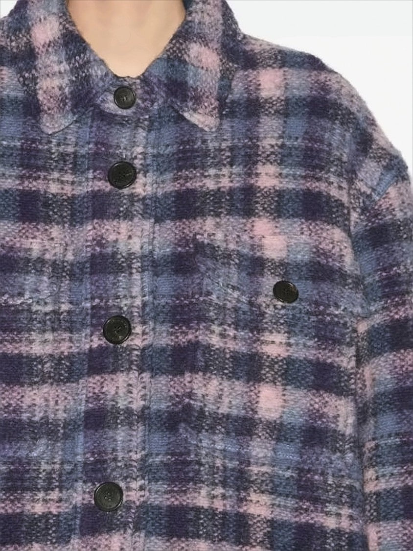 Plaid Textured Jacket with Relaxed Fit
