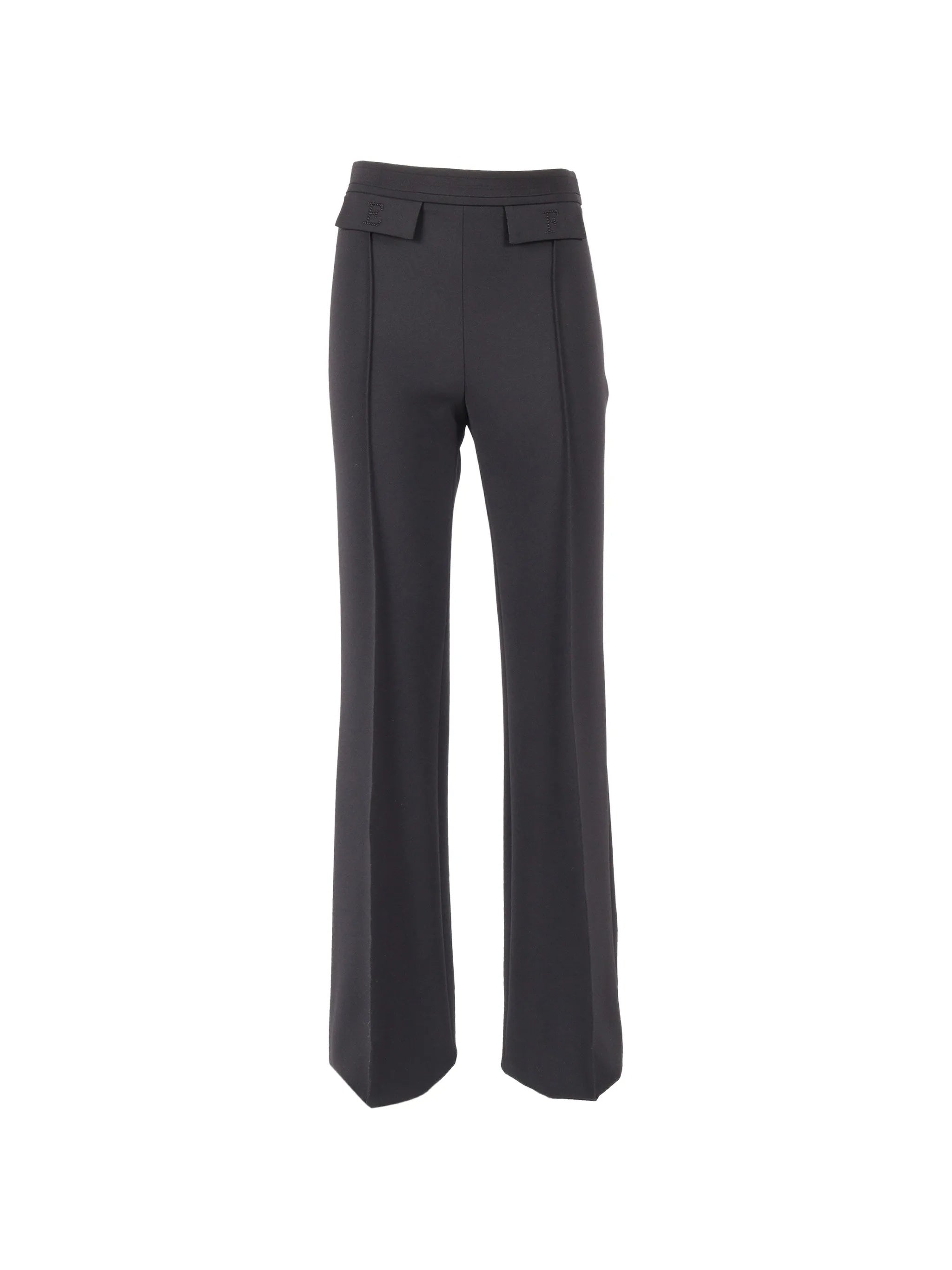 High-Waist Black Structured Wide-Leg Pants