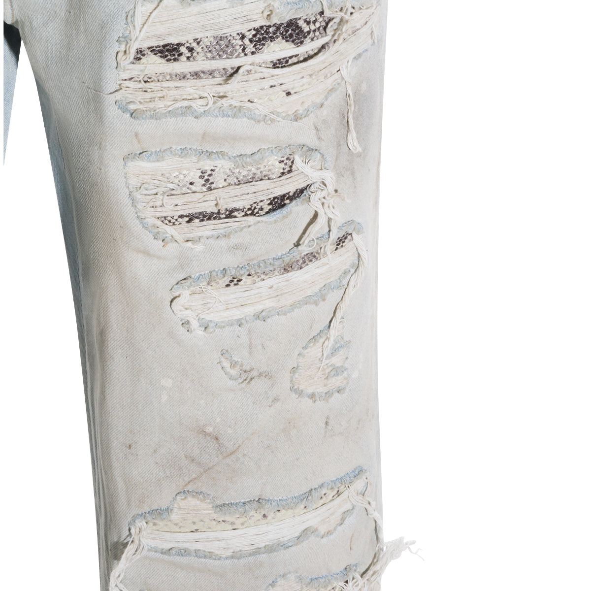 Light Blue Cotton Worn-Effect Jeans