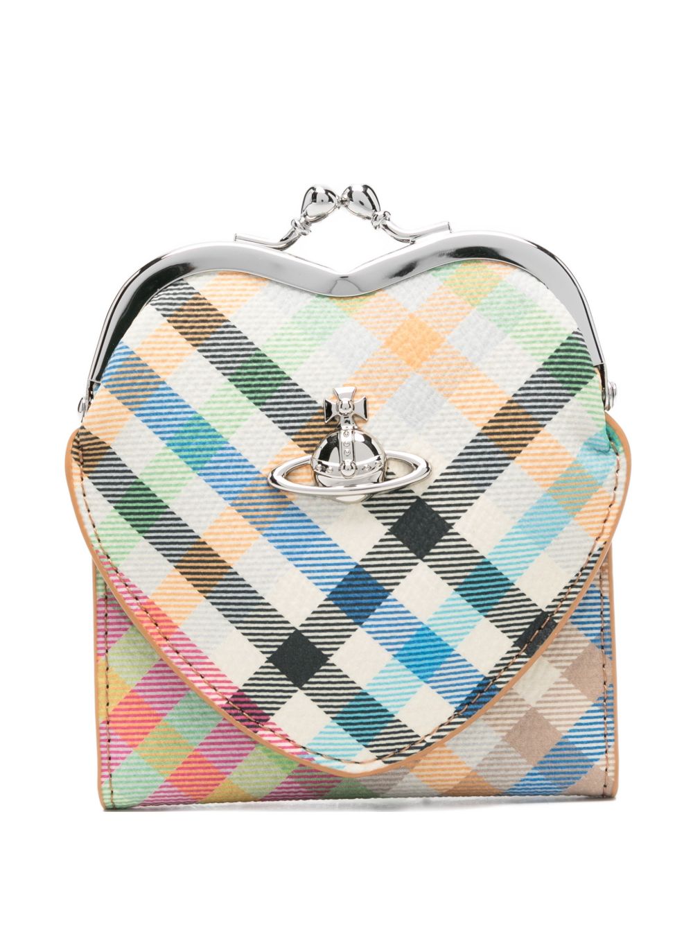 Multicolour Check Heart Clasp Wallet