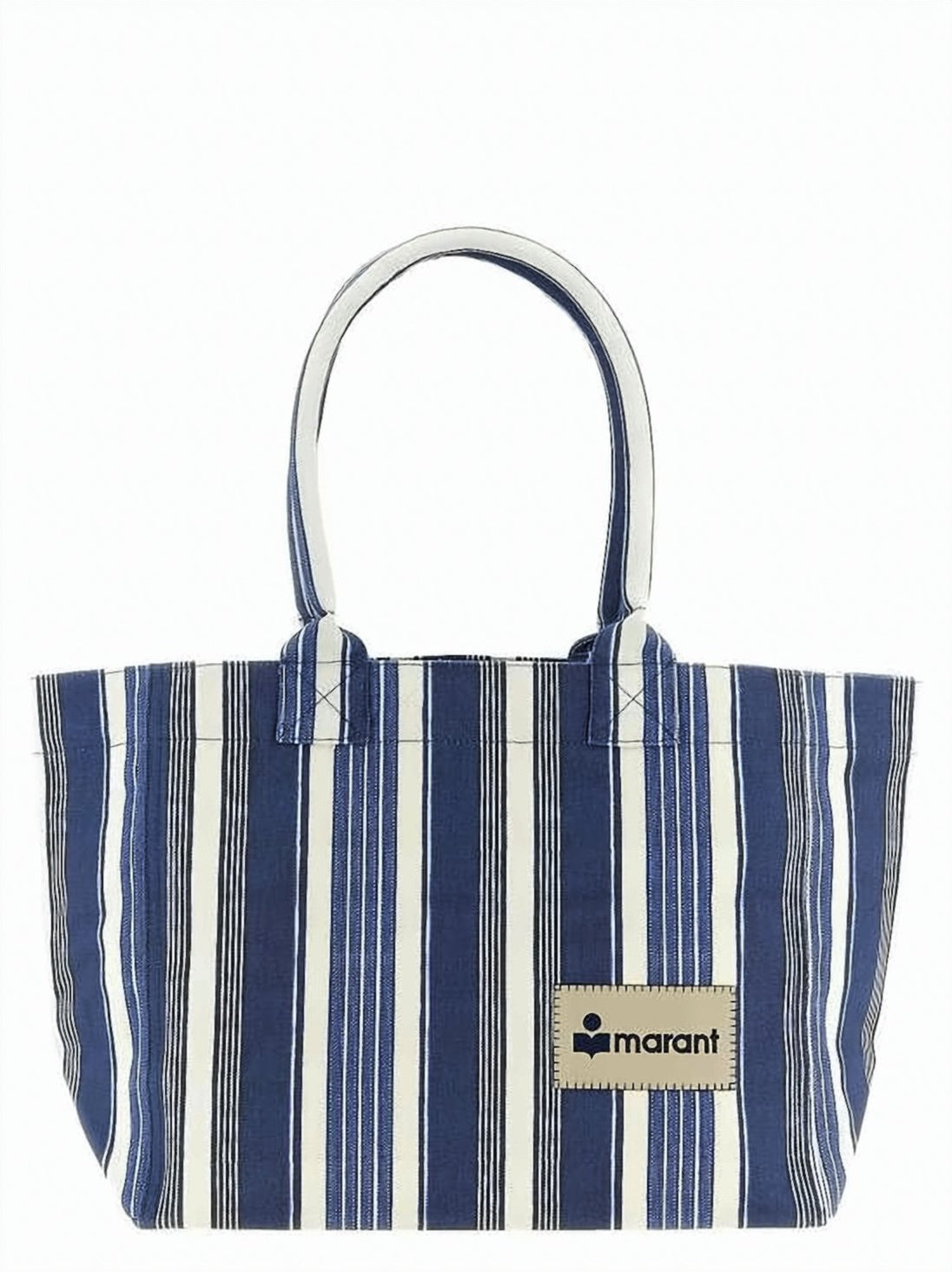 Medium Cotton Shoulder Bag with Vertical Stripes