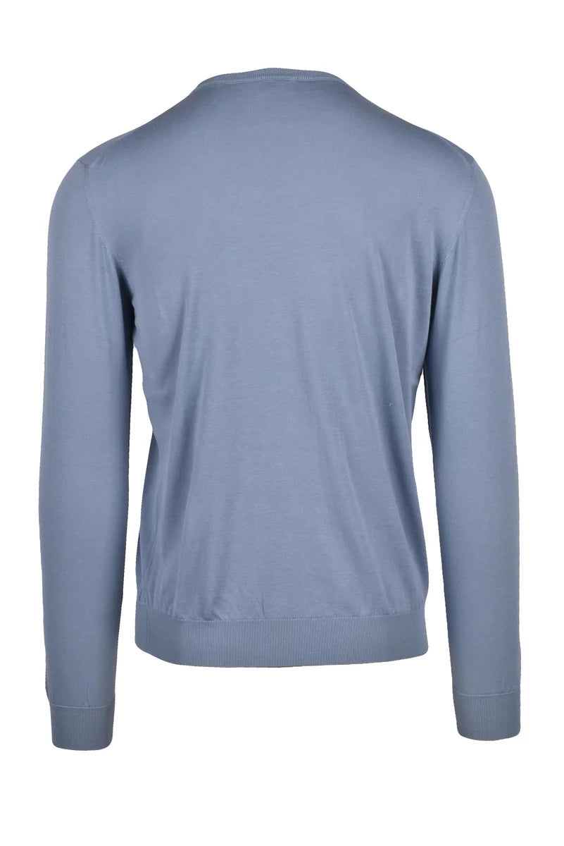 Cotton Crew Neck Sweater - Light Blue