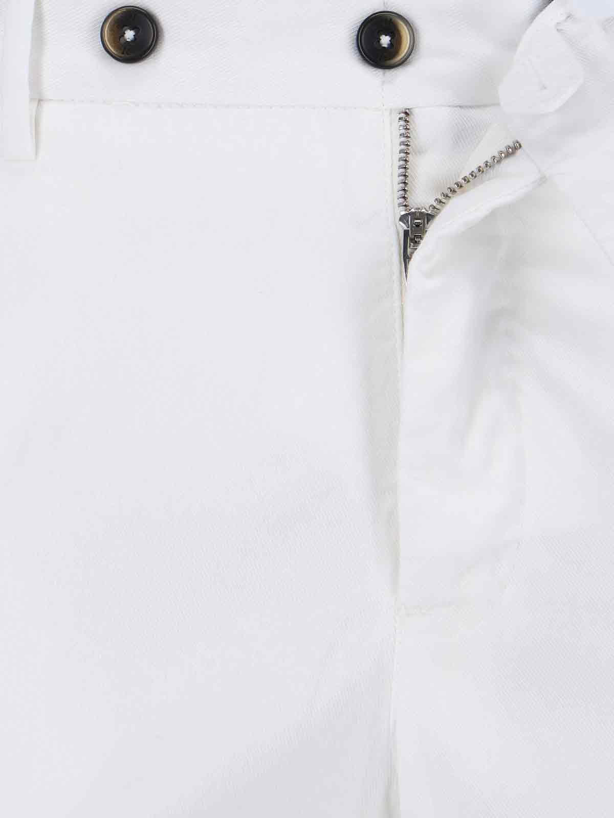 Lyocell/Cotton Straight Trousers – White
