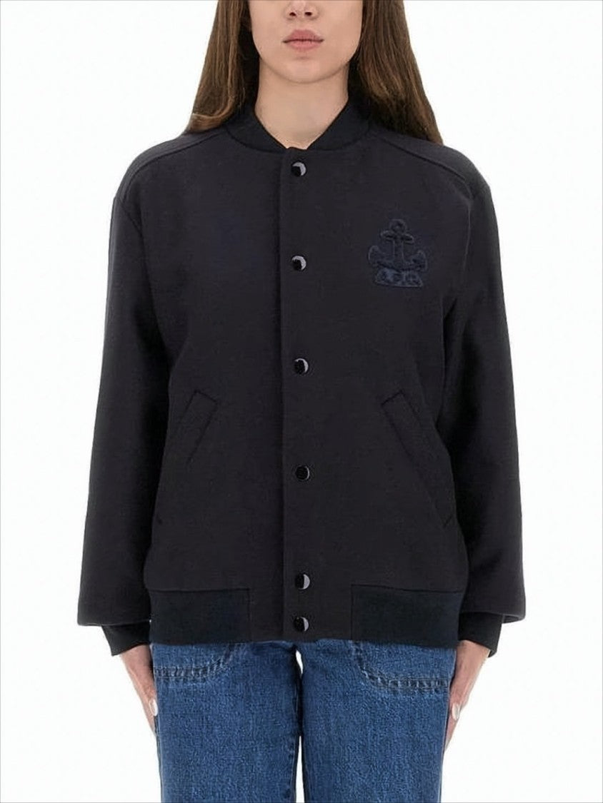 Boxy Black Jacket with Snap-Button Closure