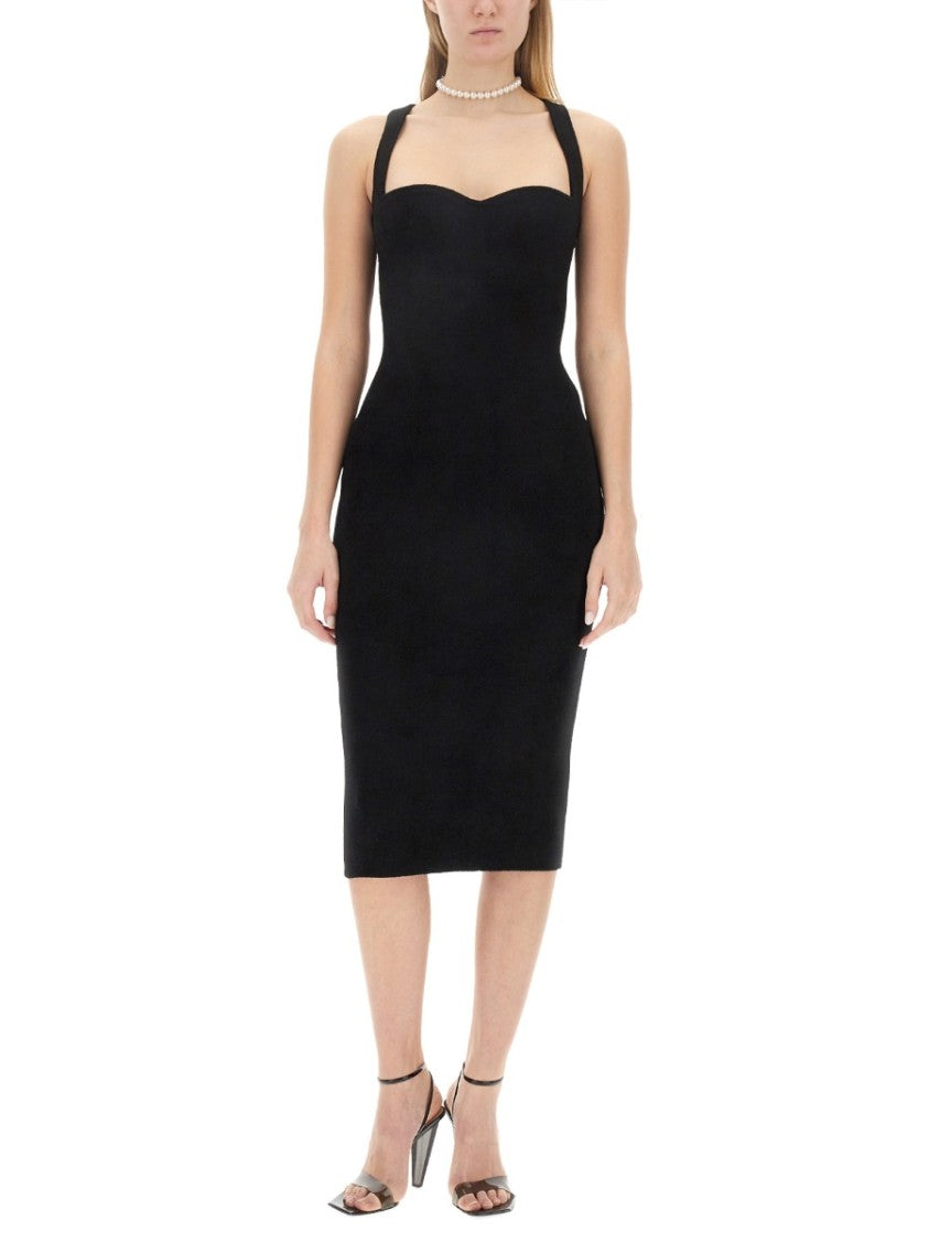 Slim Fit Midi Dress With Sweetheart Neckline