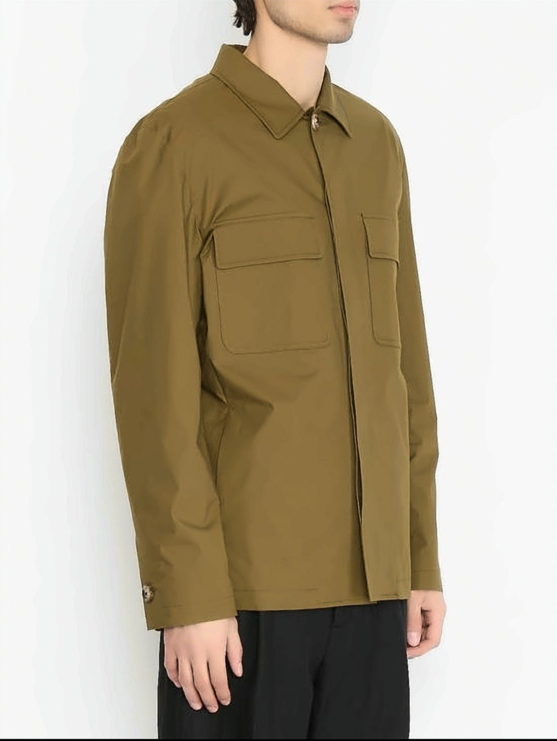 Long-Sleeve Brown Shirt with Structured Collar