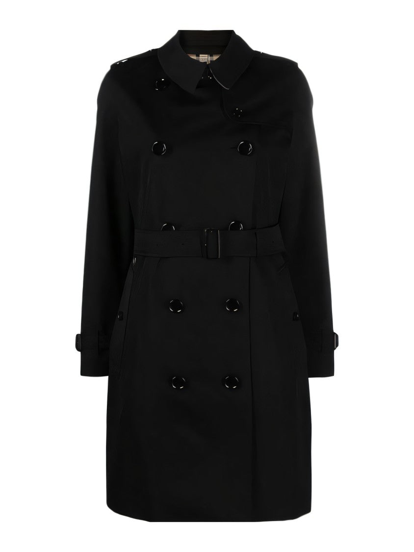 Double-Breasted Cotton Trench Coat with Belted Waist