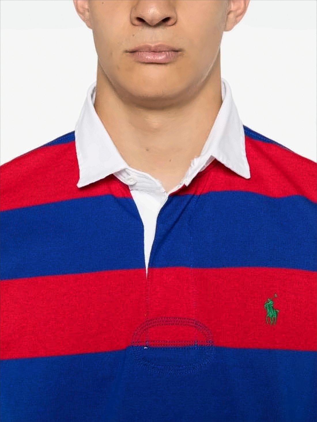 Long-Sleeve Striped Polo Shirt with Classic Collar