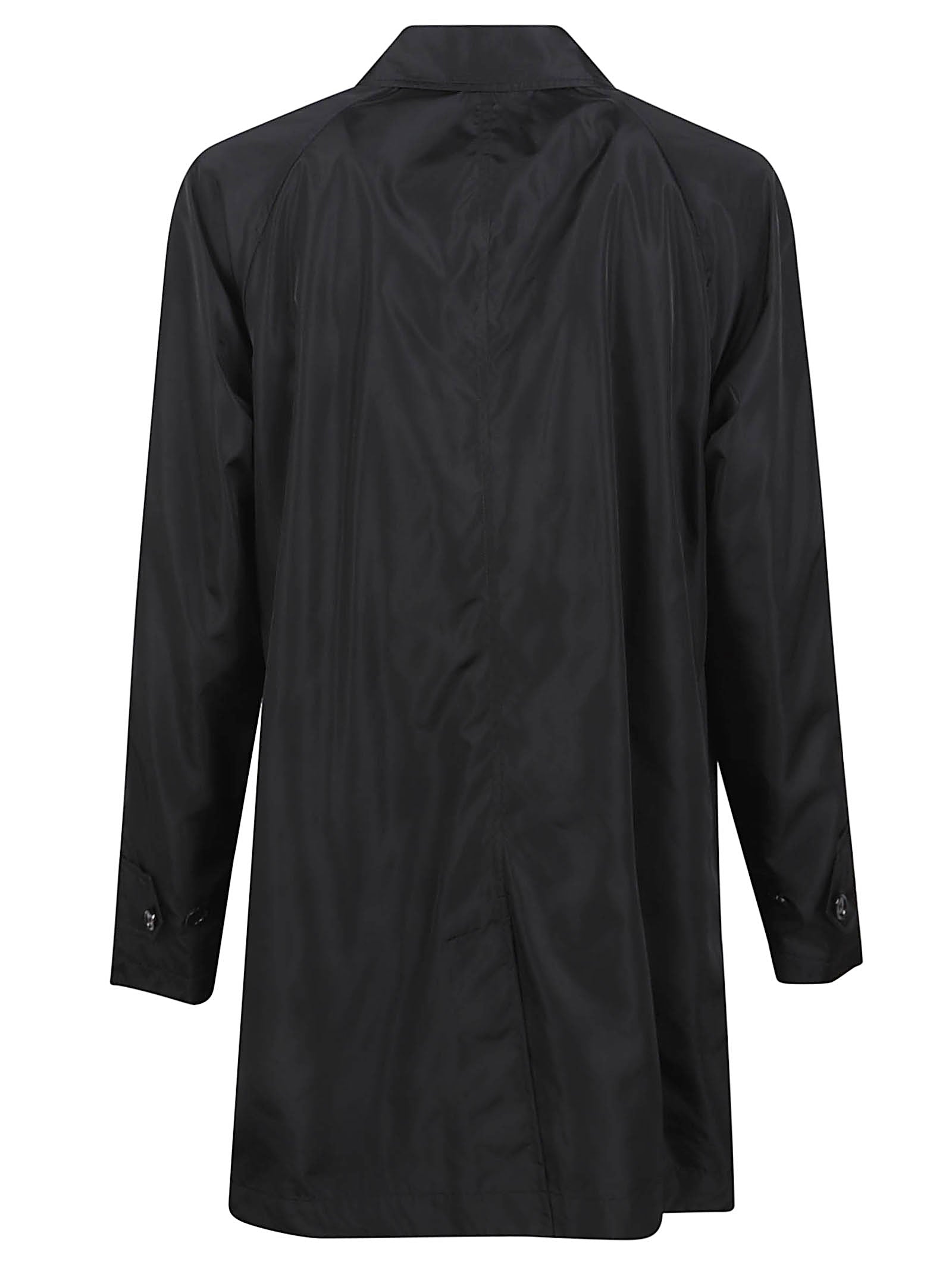Single-Breasted Nylon Coat with Check Lining