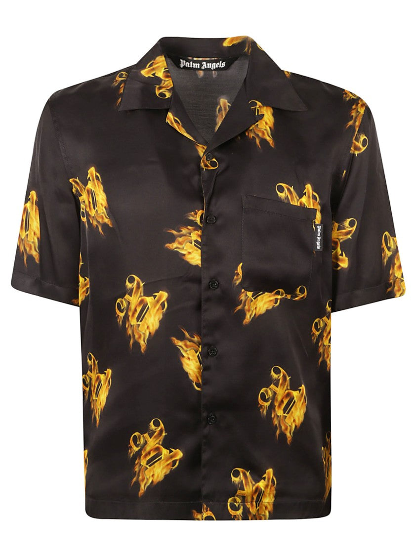 Short-Sleeved Shirt With Flame Motifs