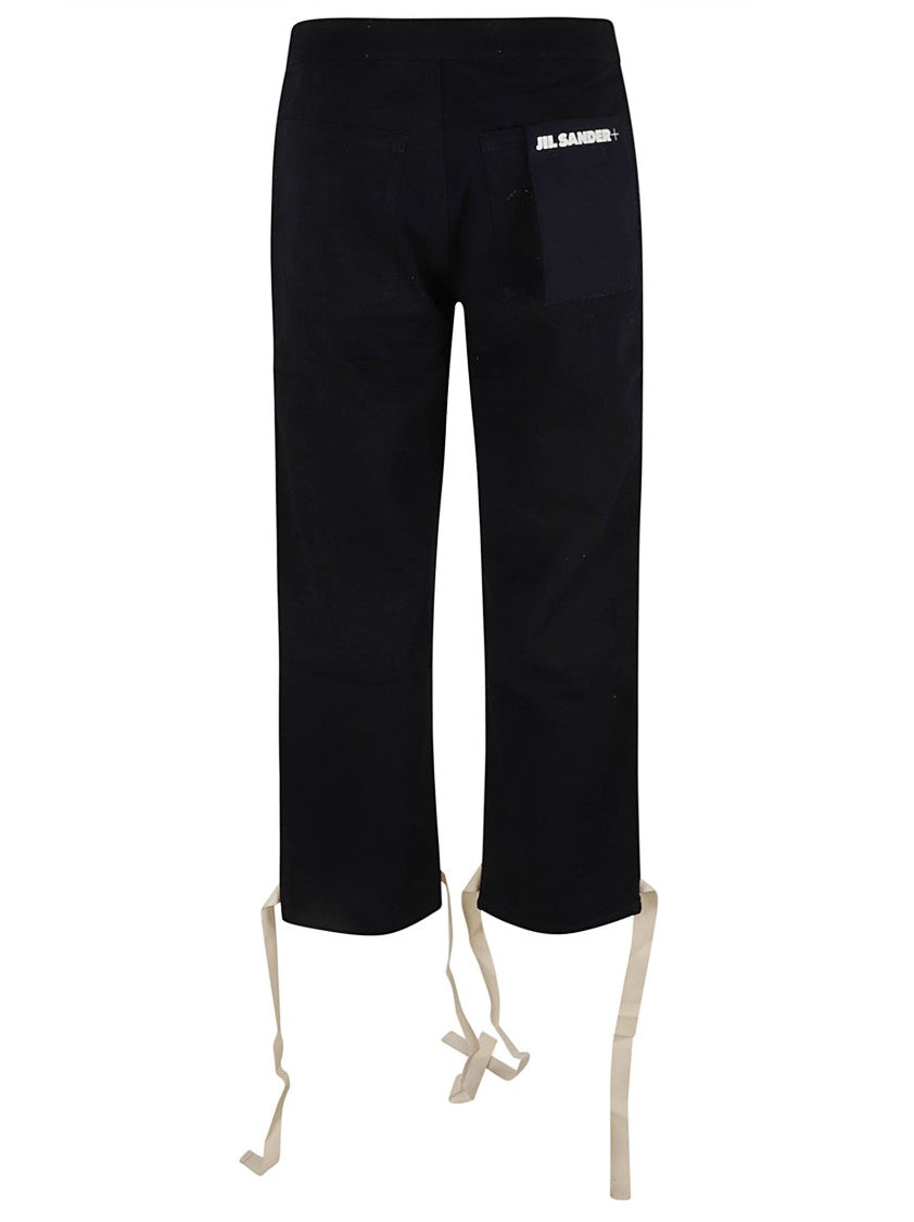 Cropped Black Trousers With Straight Leg