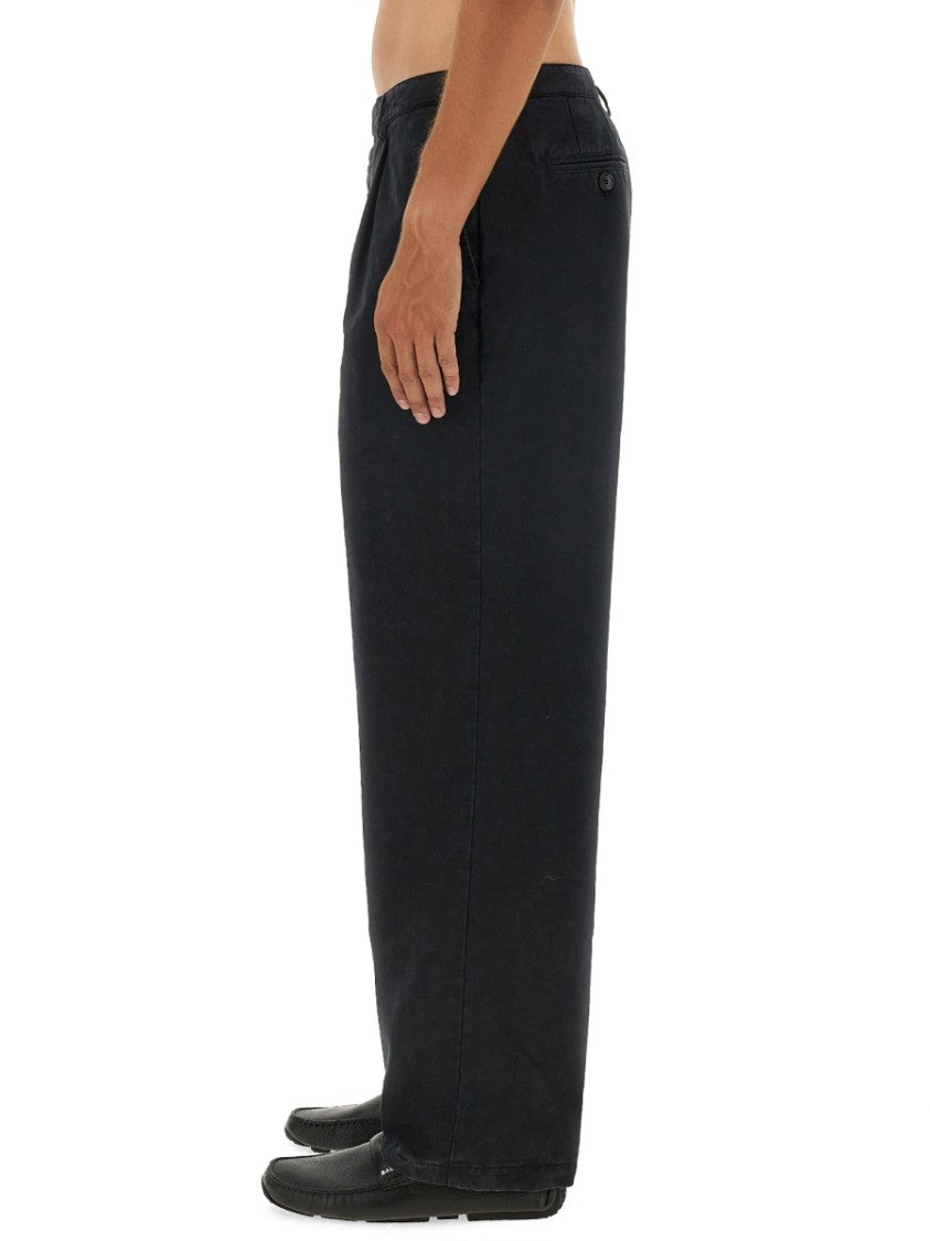 Relaxed Fit Black Cotton Pants