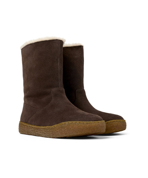Mid-Calf Nubuck Leather Boots With Plush Shearling Lining