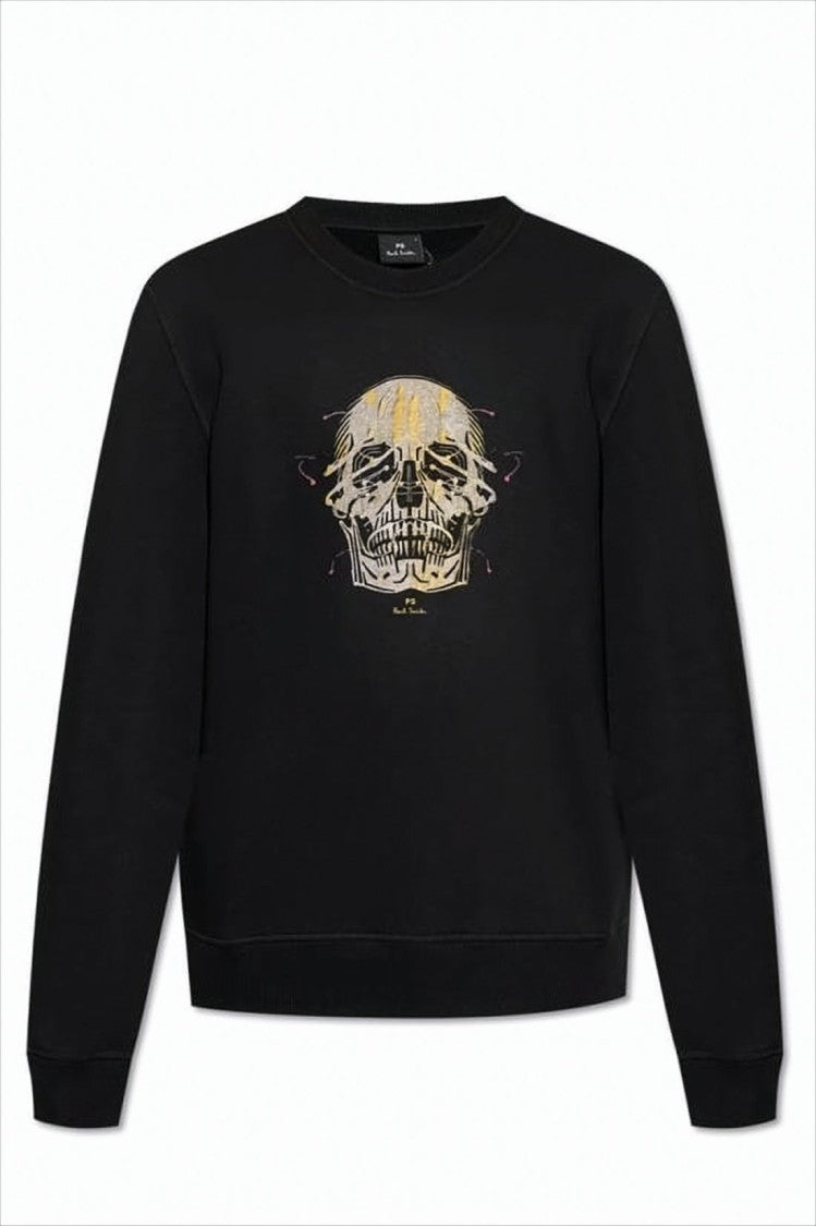 Graphic Skull Print Black Crewneck Sweatshirt