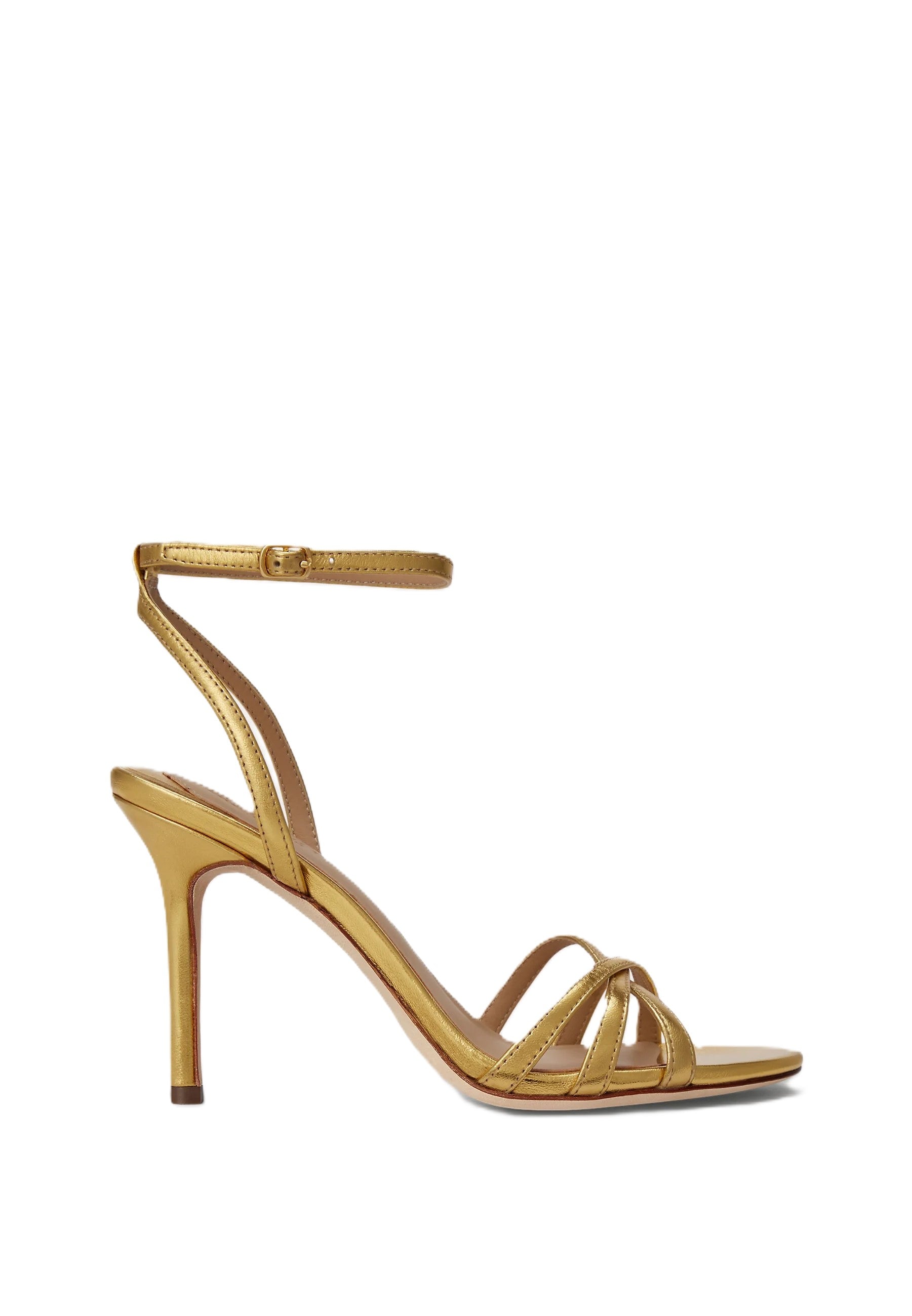 Slim Metallic Gold Sandal with Ankle Wrap