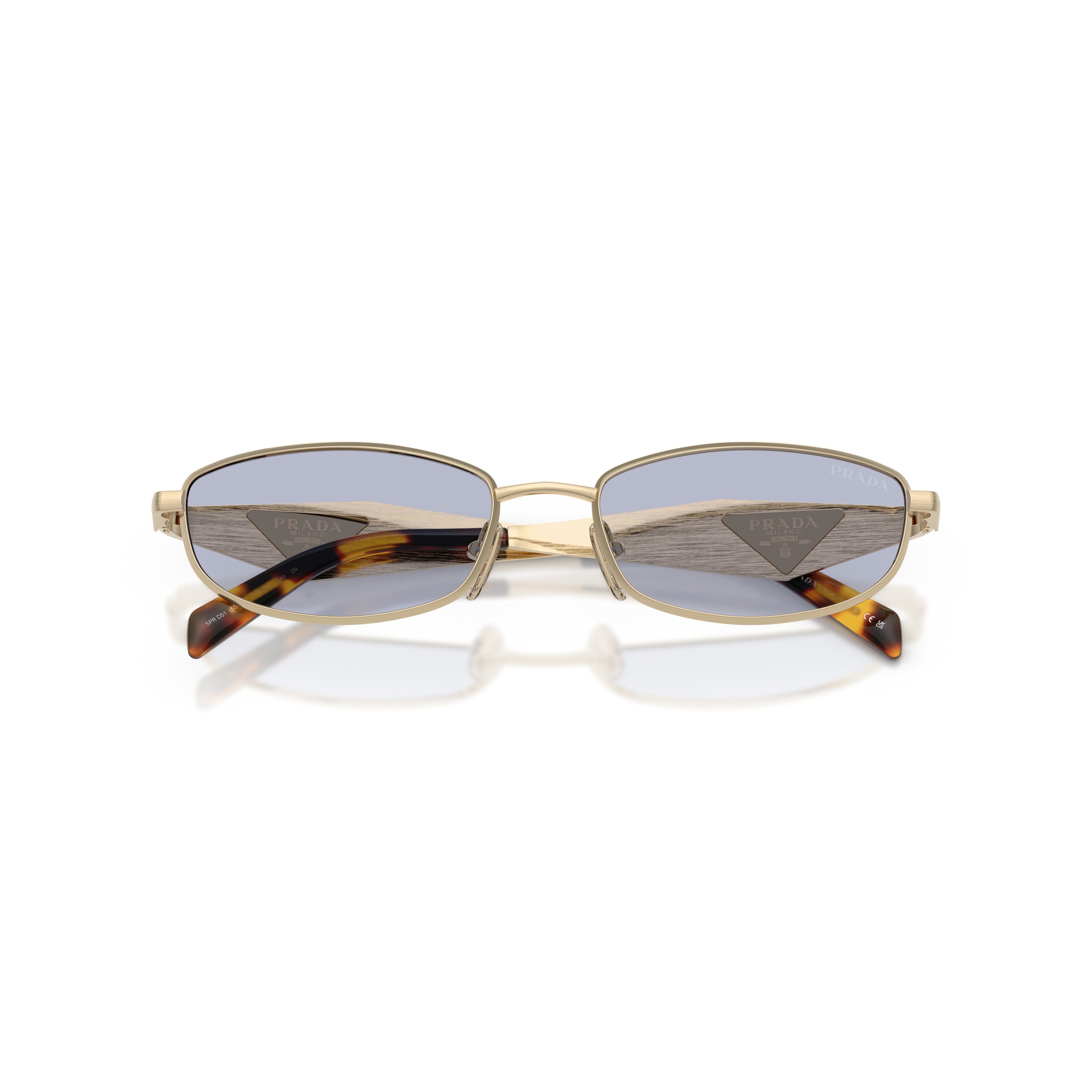 Rectangular Gold-tone Metal Frame Sunglasses with Tortoiseshell Temples