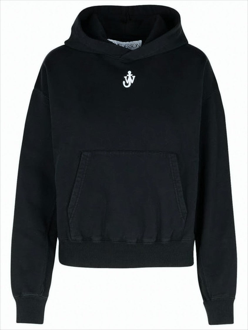 Cropped Hooded Sweatshirt in Soft Cotton Fabric