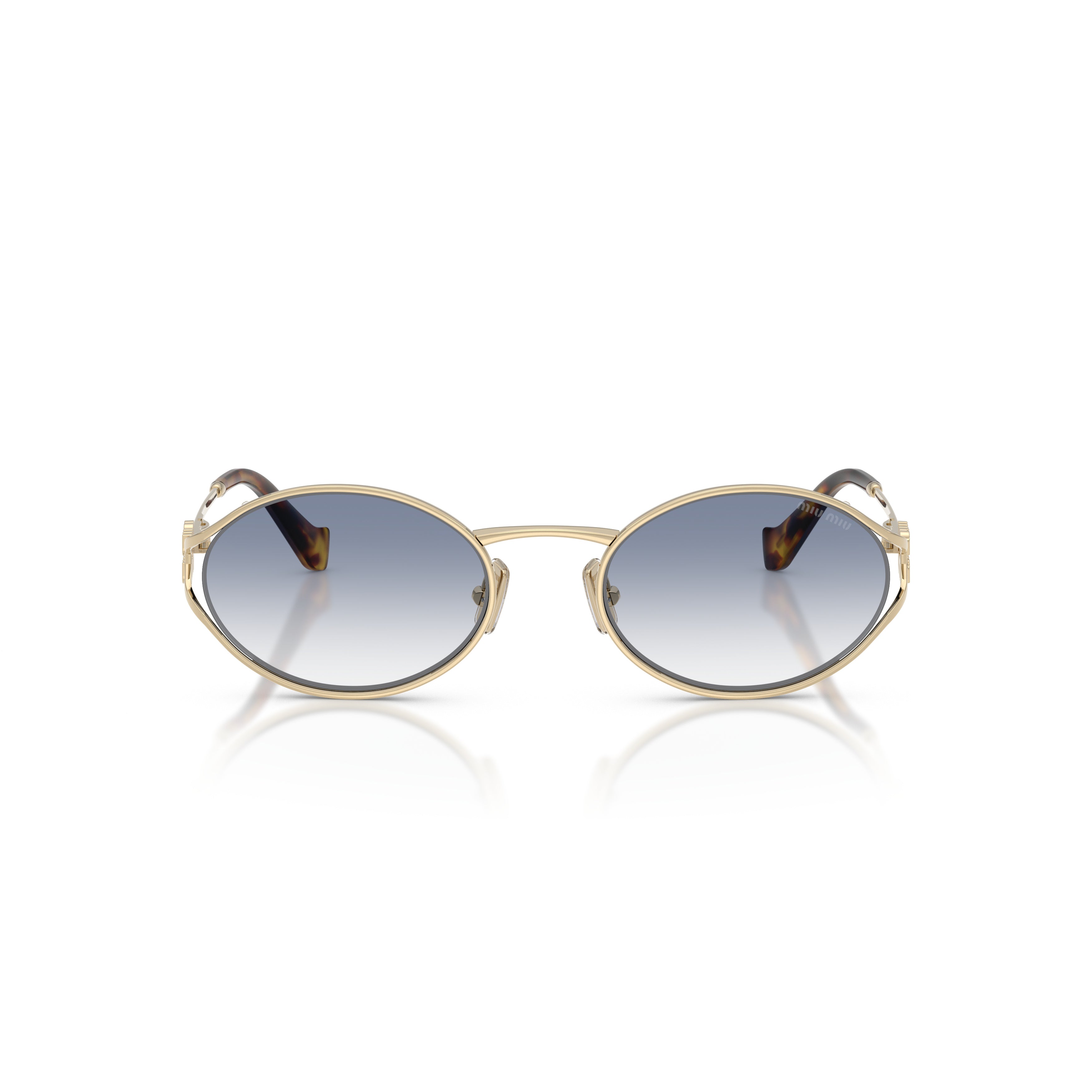 0mu 52ys Oval-Shaped Sunglasses with Gold Metal Frames