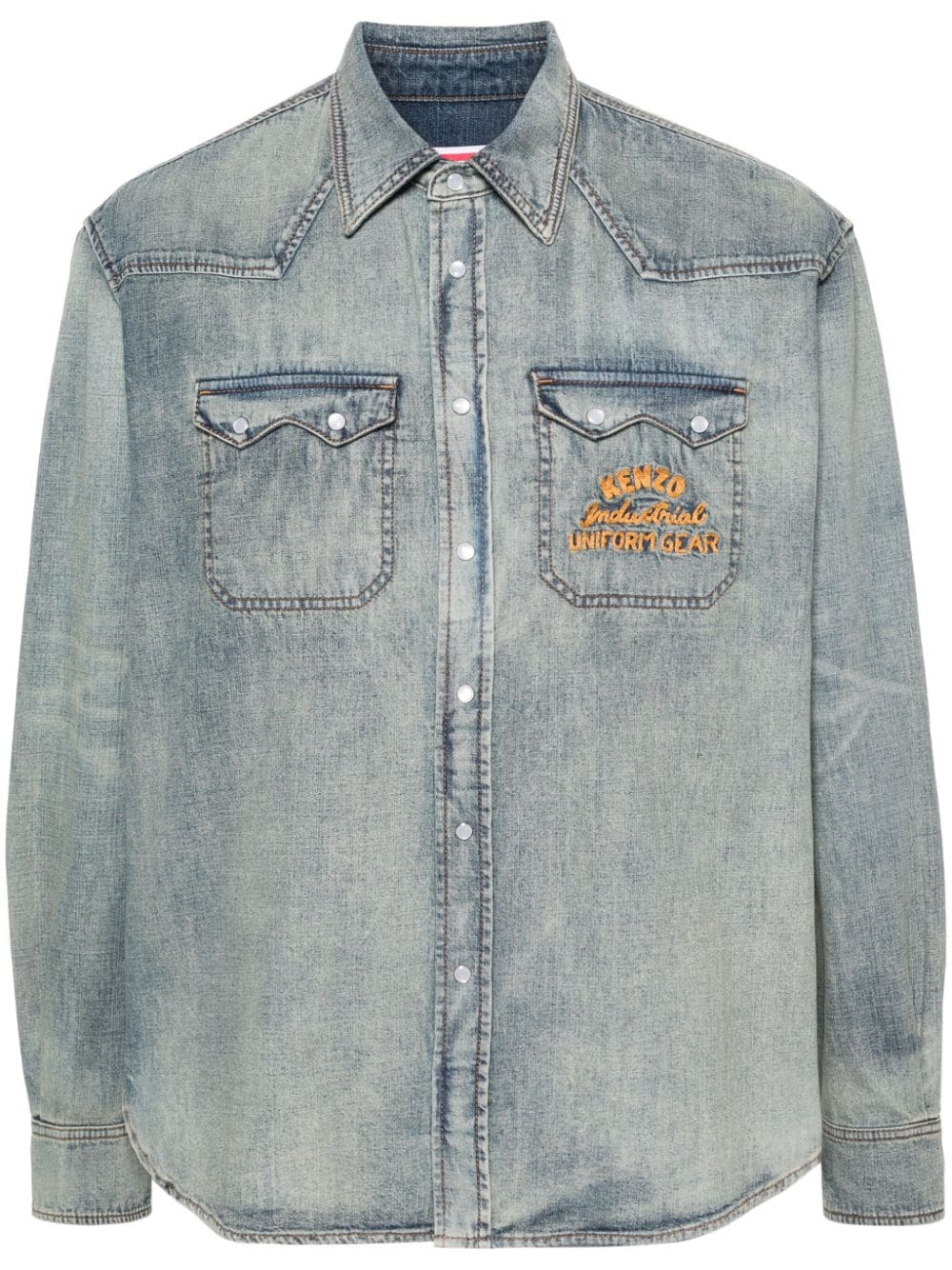 Koszula dżinsowa stonewashed, w kolorze niebieskim, w stylu casual