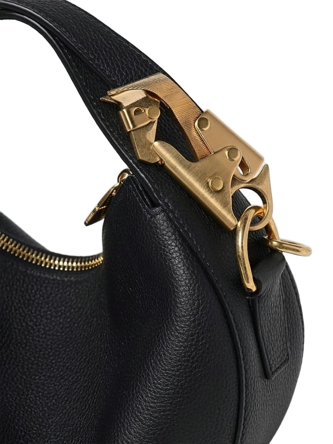 Crescent-Shaped Black Calf Leather Tote Bag