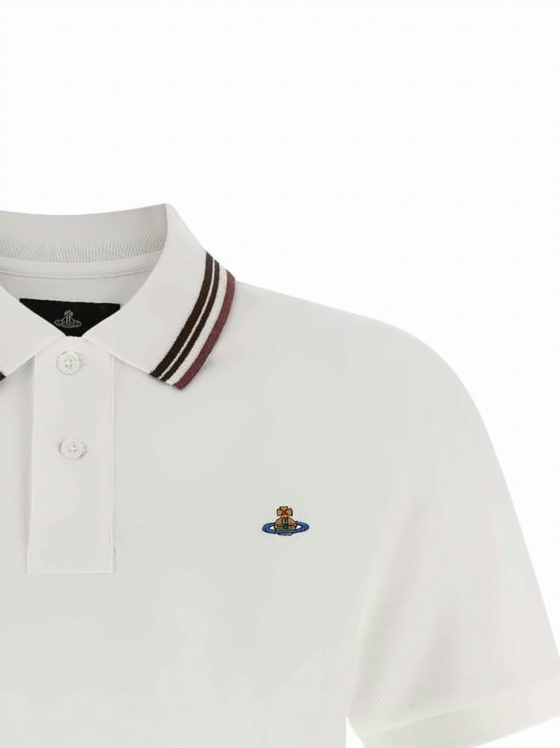 Cropped Polo Shirt with Classic Collar and Contrasting Stripes