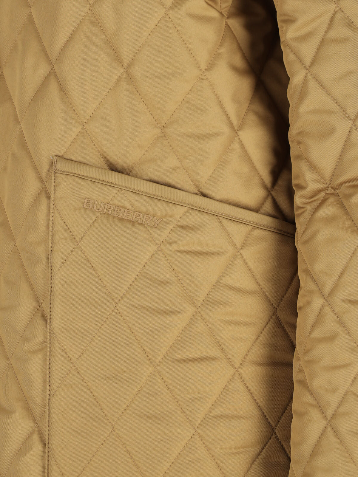 Quilted Beige Jacket with Classic Black Corduroy Collar
